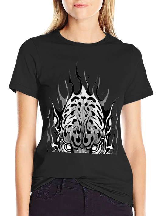 Black Graphic Tee - Tiger Face Design