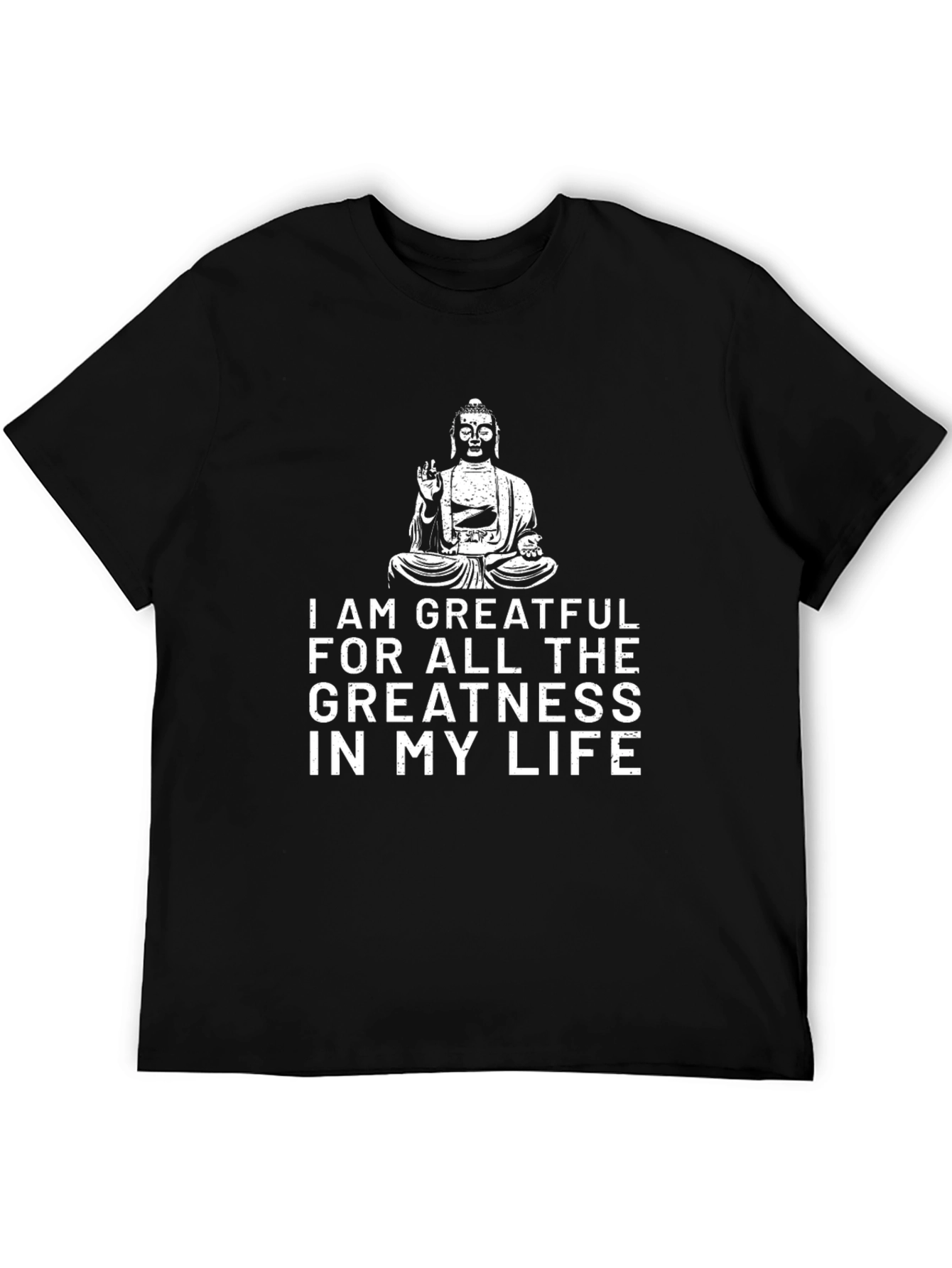 Grateful Buddha Graphic Tee - Black Cotton Shirt