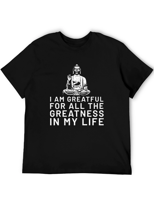 Grateful Buddha Graphic Tee - Black Cotton Shirt