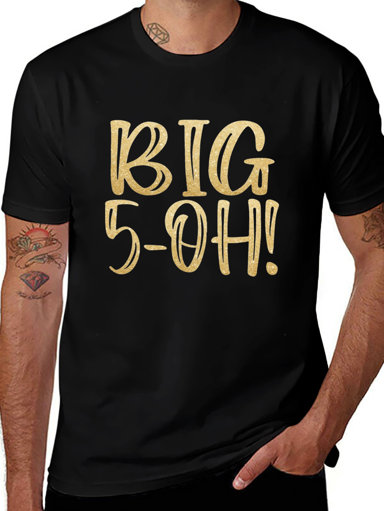 Big 5-OH Birthday T-Shirt - Gold Glitter