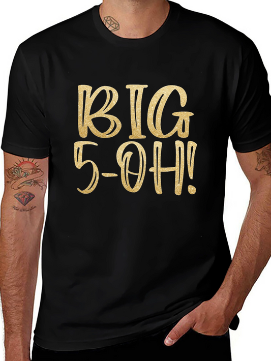 Big 5-OH Birthday T-Shirt - Gold Glitter