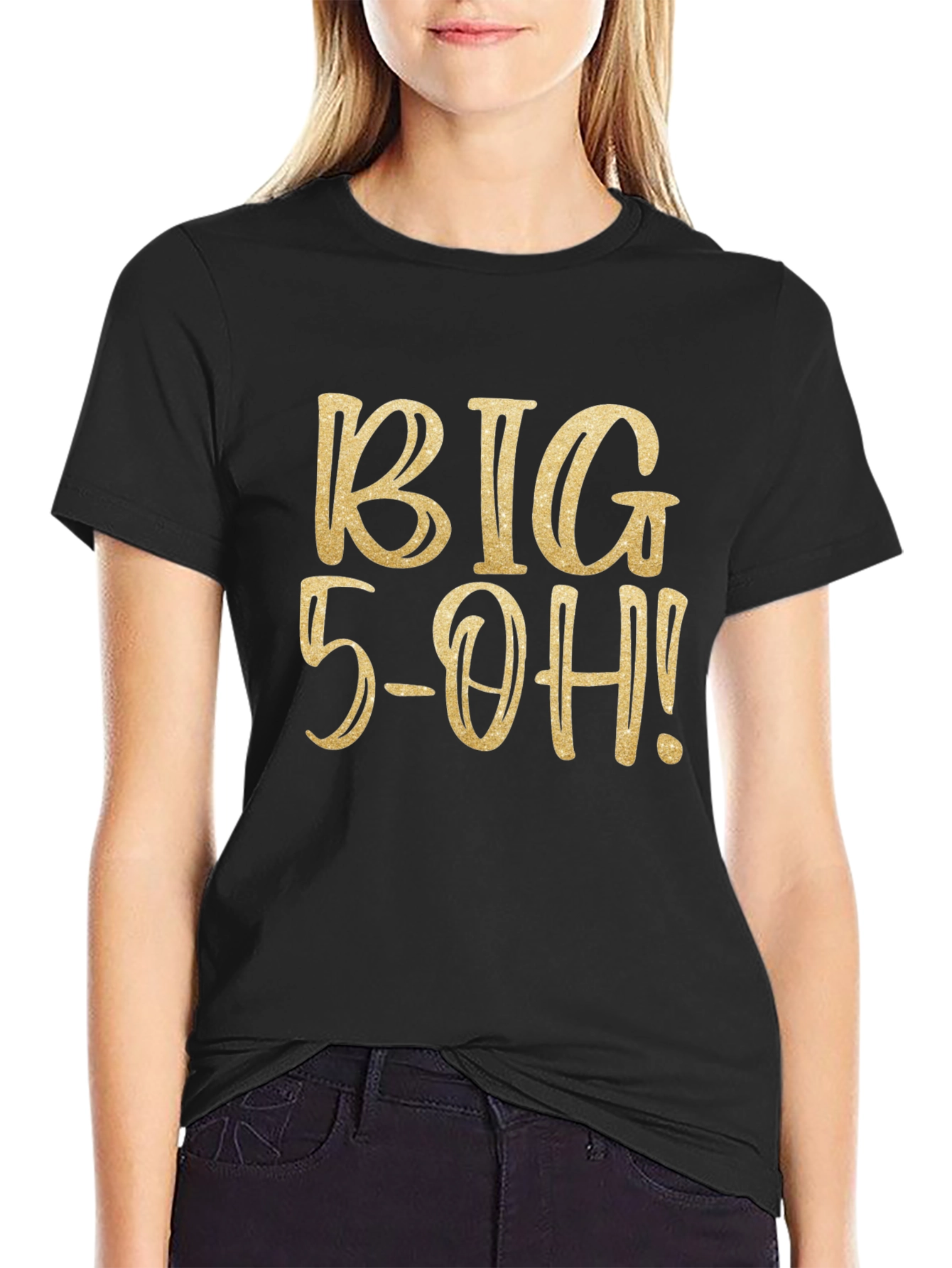 Big 5-OH Birthday T-Shirt - Gold Glitter