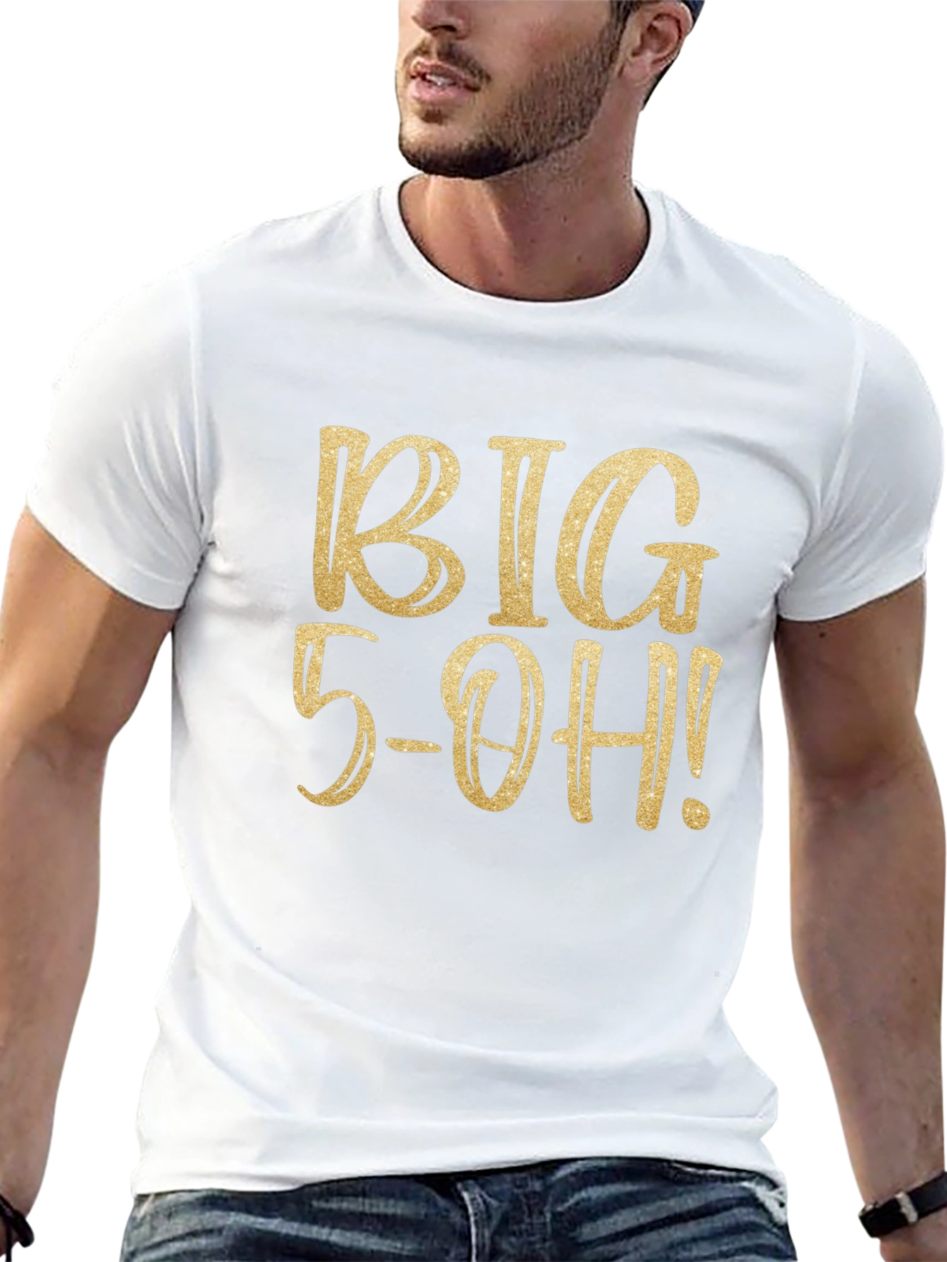 Big 5-OH Birthday T-Shirt - Gold Glitter