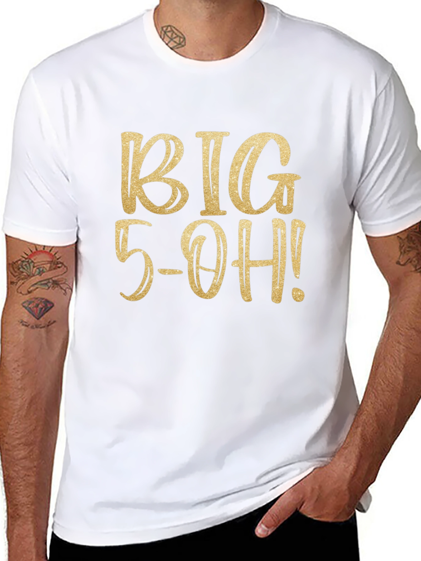 Big 5-OH Birthday T-Shirt - Gold Glitter