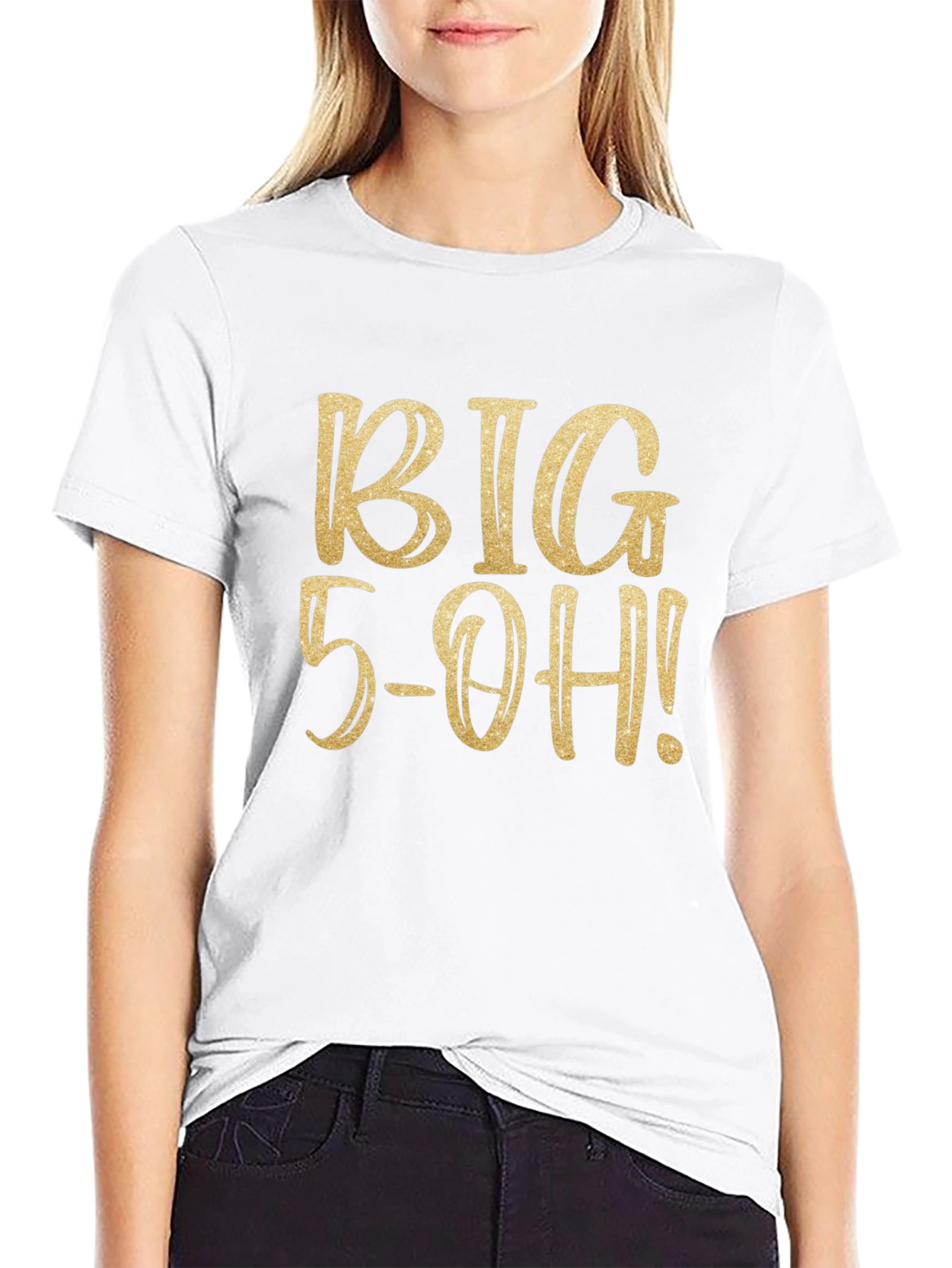 Big 5-OH Birthday T-Shirt - Gold Glitter