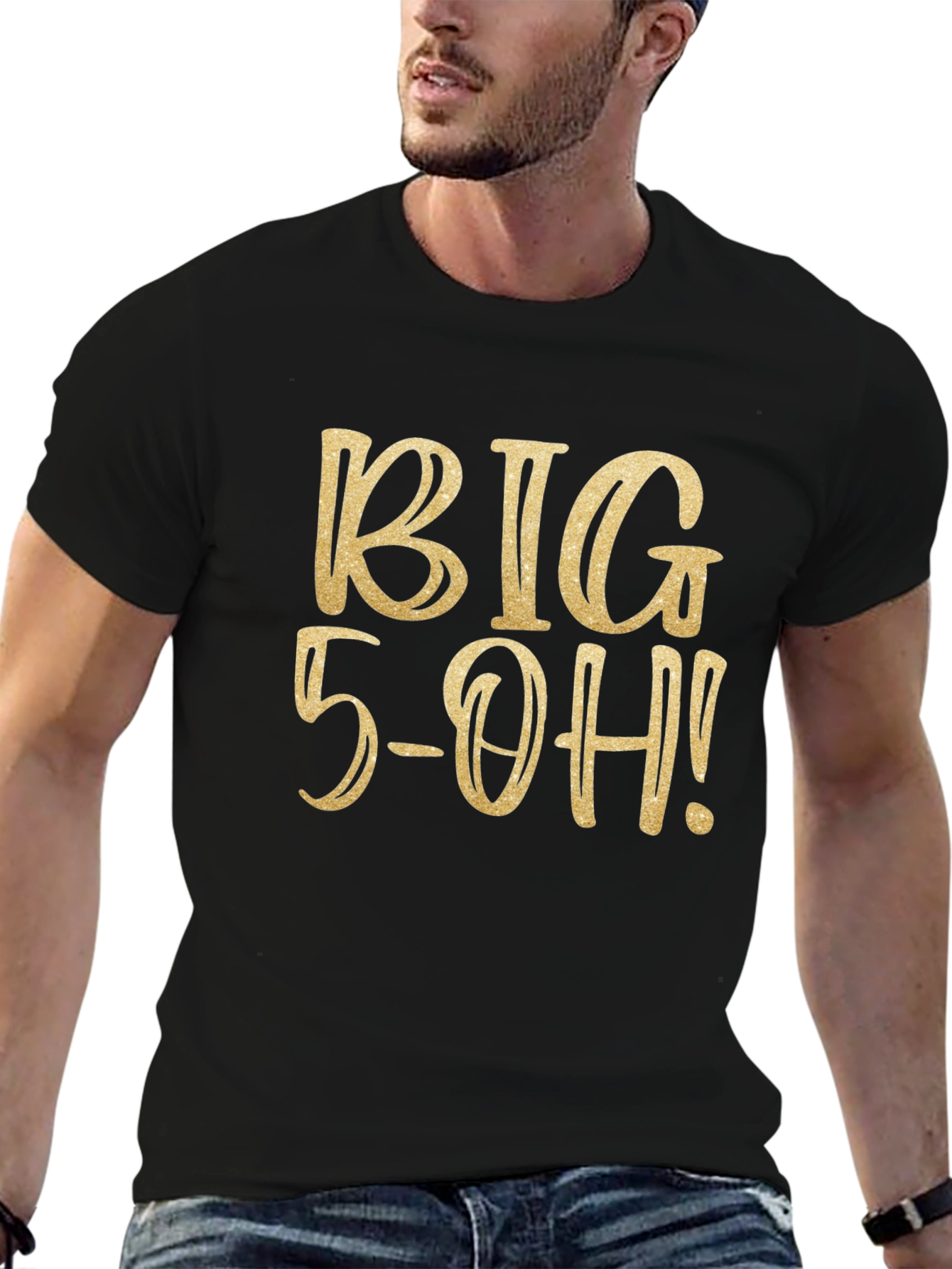 Big 5-OH Birthday T-Shirt - Gold Glitter