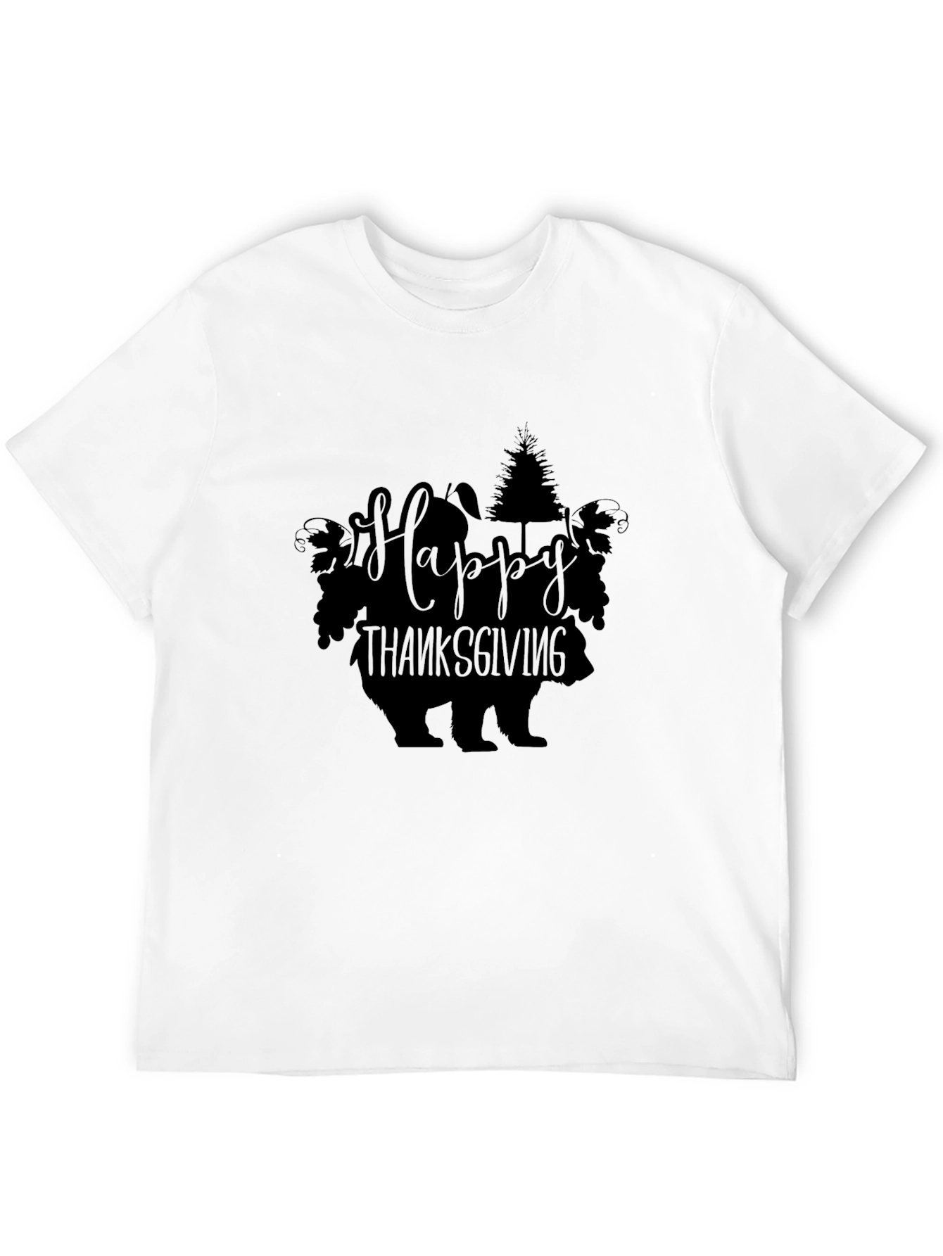 Happy Thanksgiving Bear T-Shirt Black