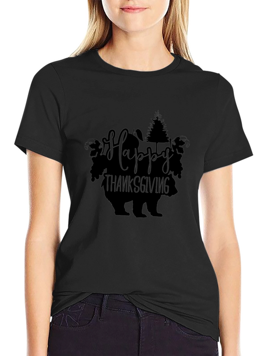Happy Thanksgiving Bear T-Shirt Black
