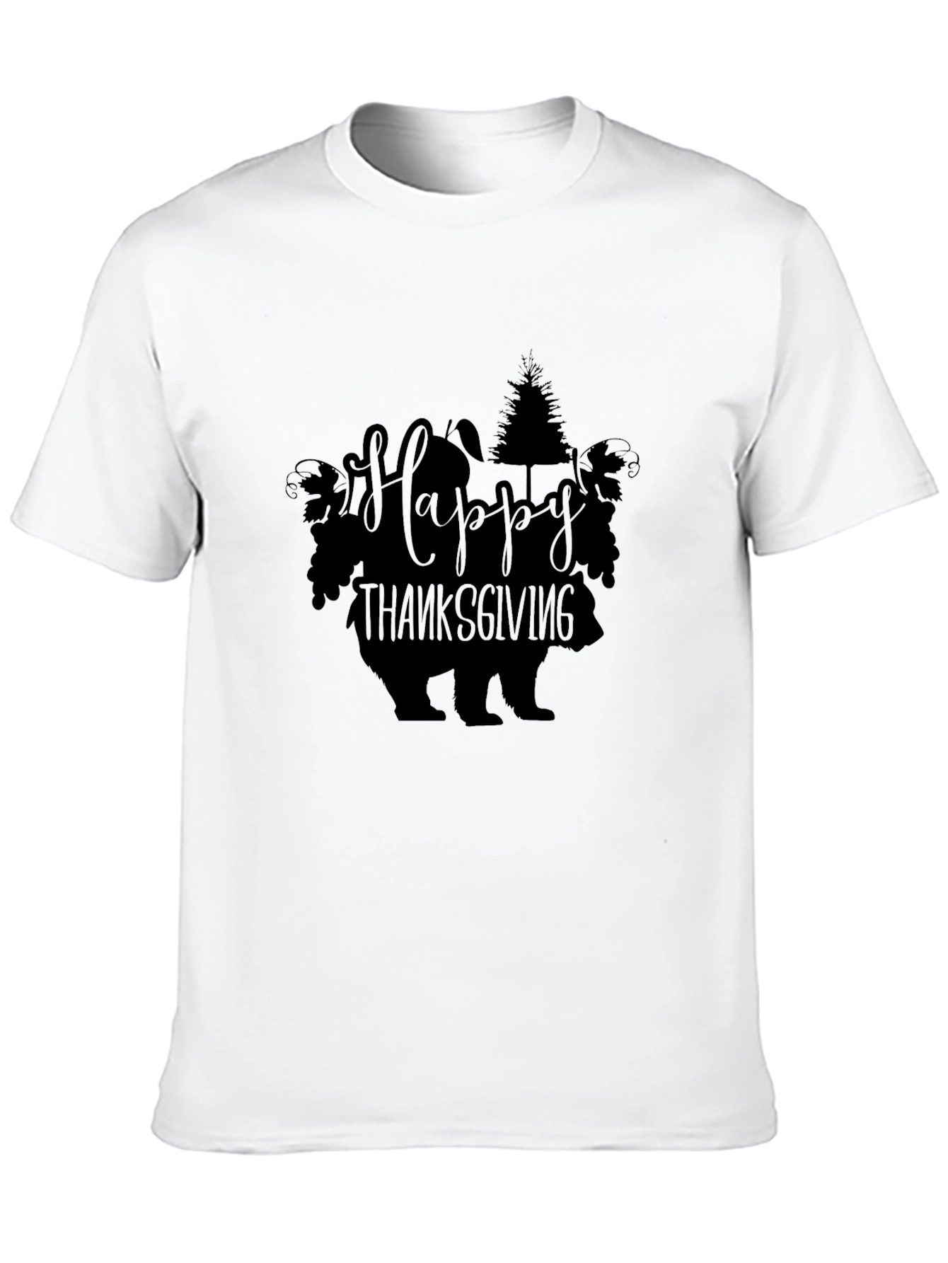 Happy Thanksgiving Bear T-Shirt Black