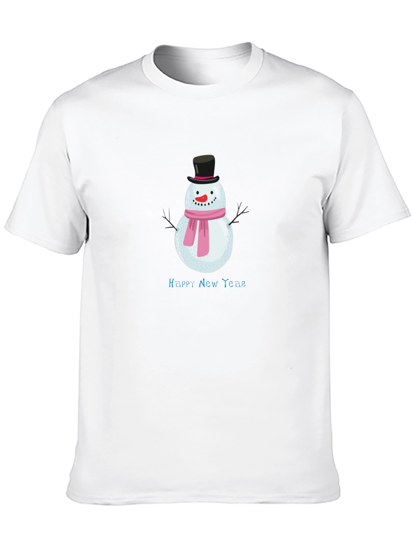Happy New Year Snowman Black T-Shirt