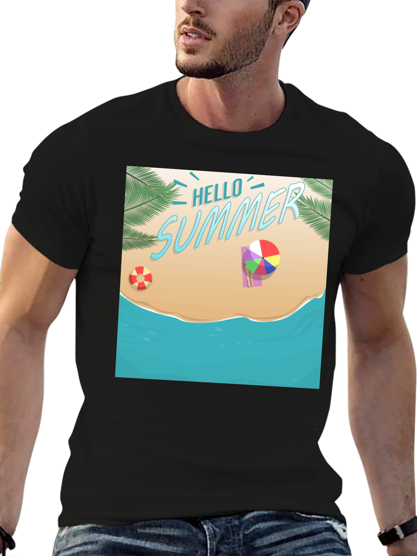 Hello Summer Black T-Shirt