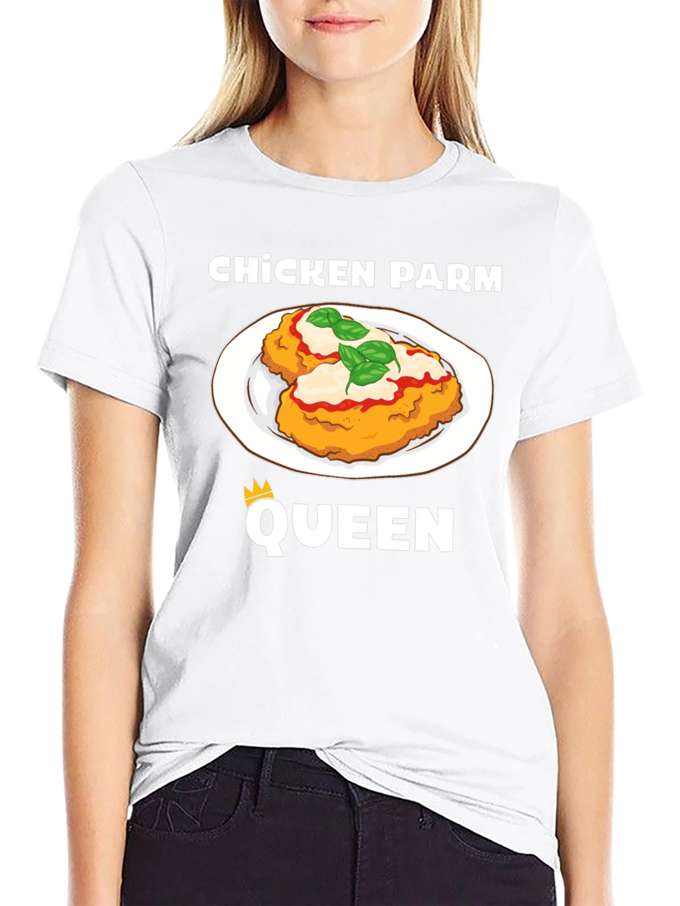 Chicken Parm Queen Black T-Shirt
