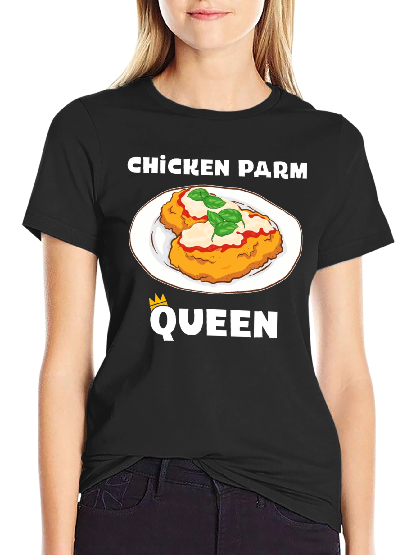 Chicken Parm Queen Black T-Shirt