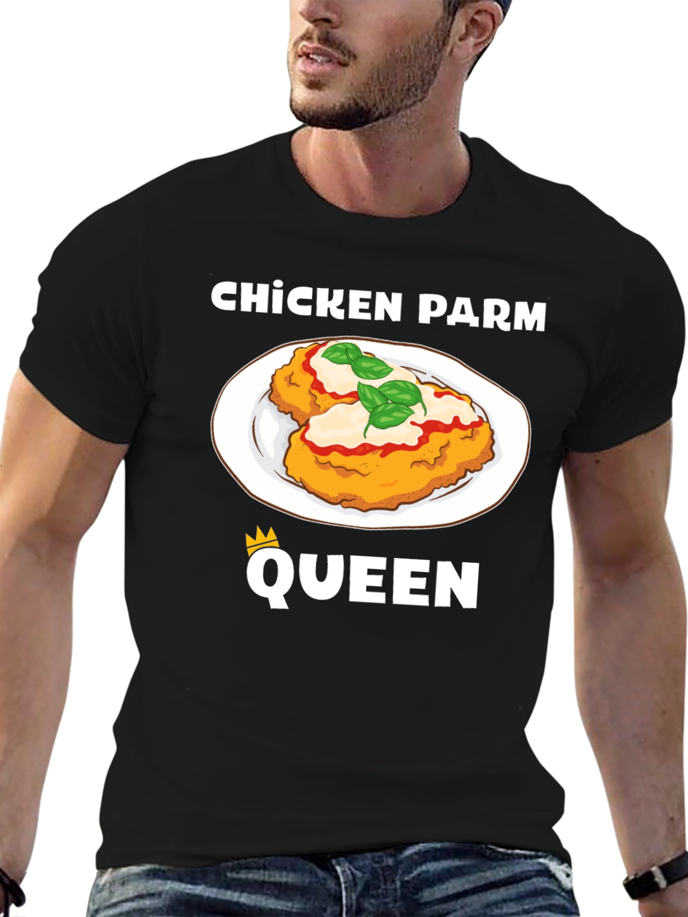 Chicken Parm Queen Black T-Shirt