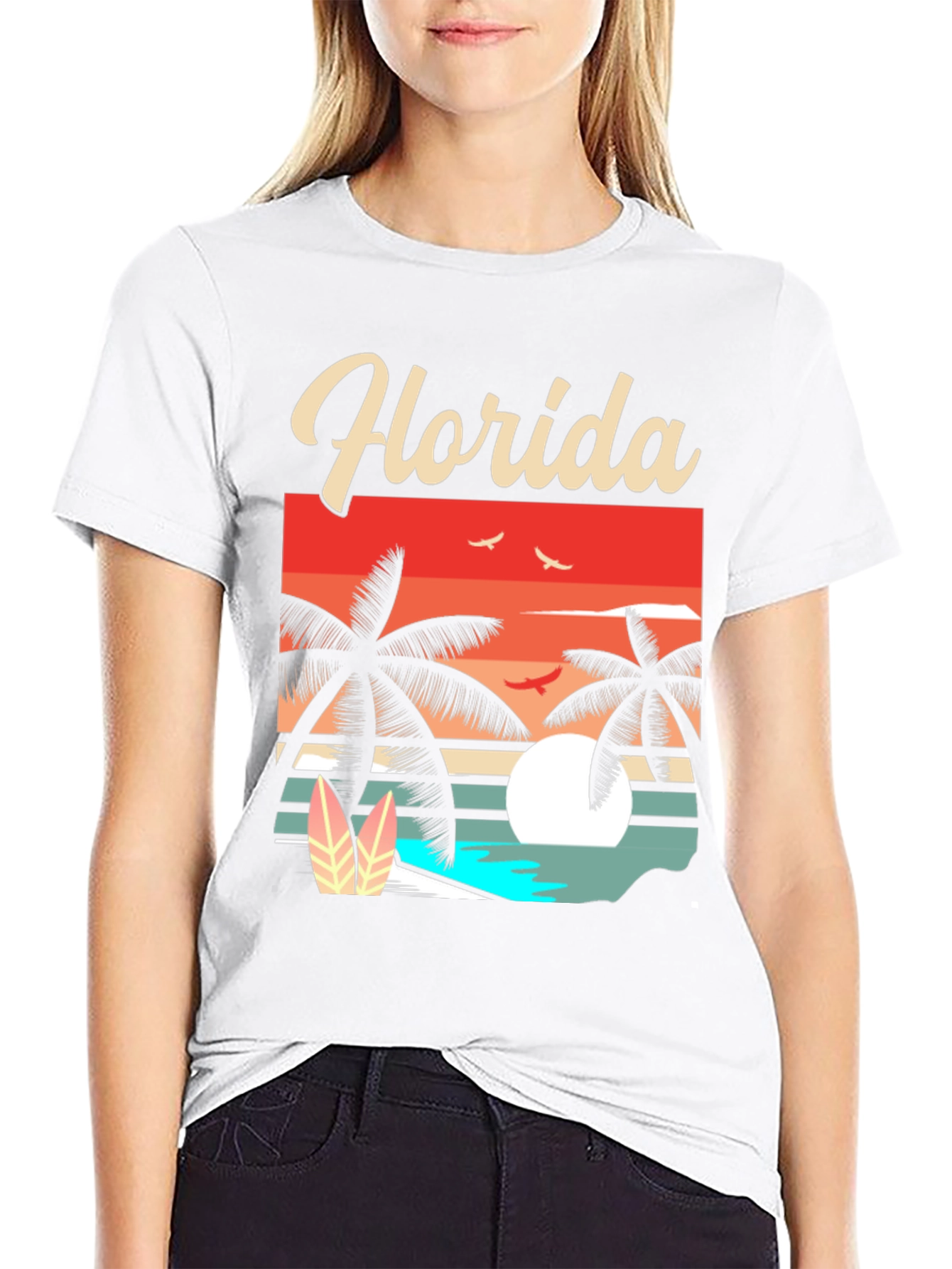 Florida Retro Sunset Palm T-Shirt