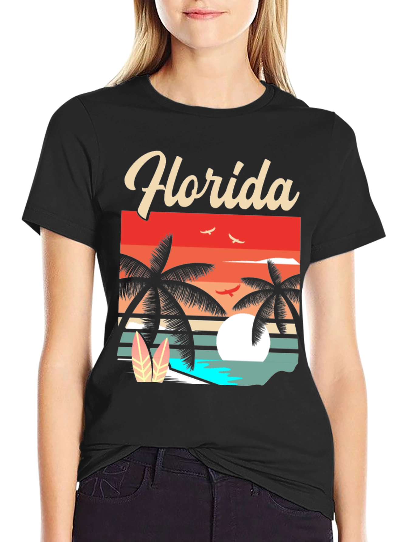 Florida Retro Sunset Palm T-Shirt