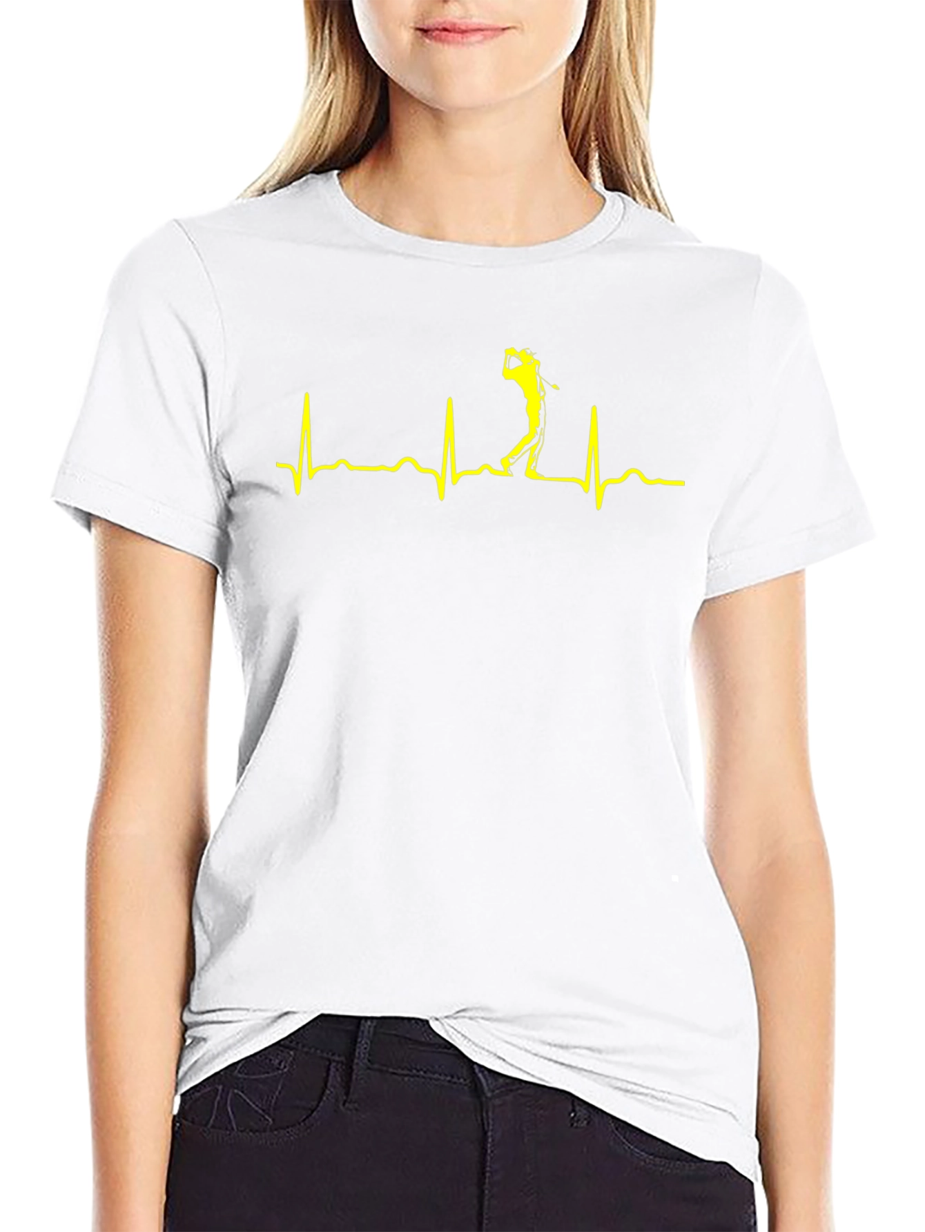Golf Heartbeat T-Shirt - Black