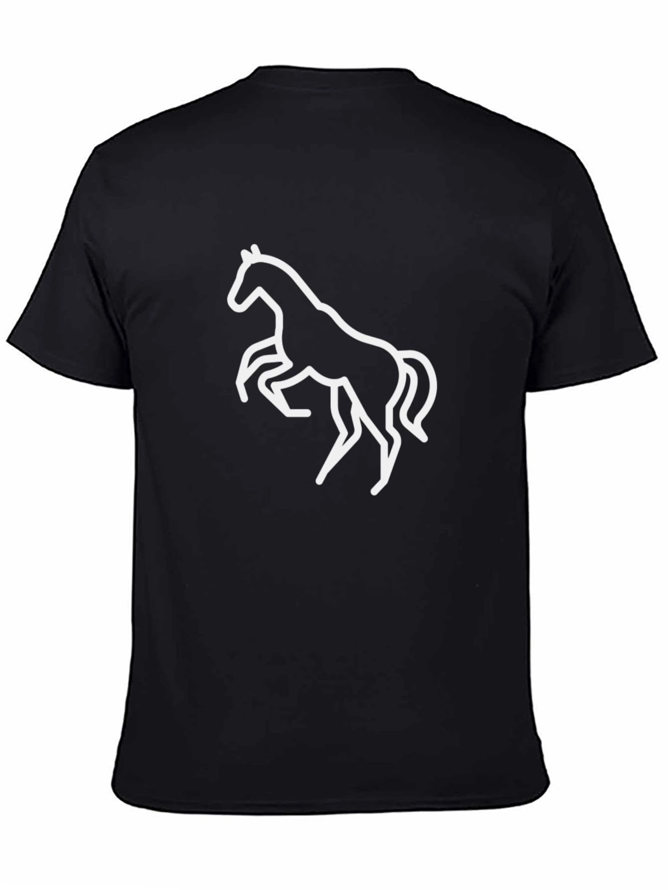 Black Tee with White Horse Graphic