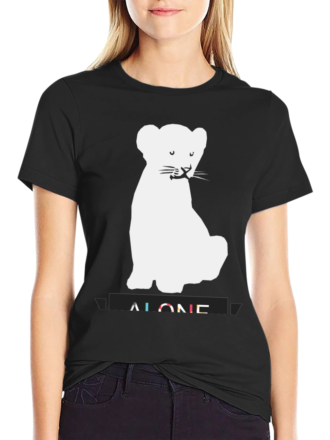 Alone Cub T-Shirt - Black Graphic Tee