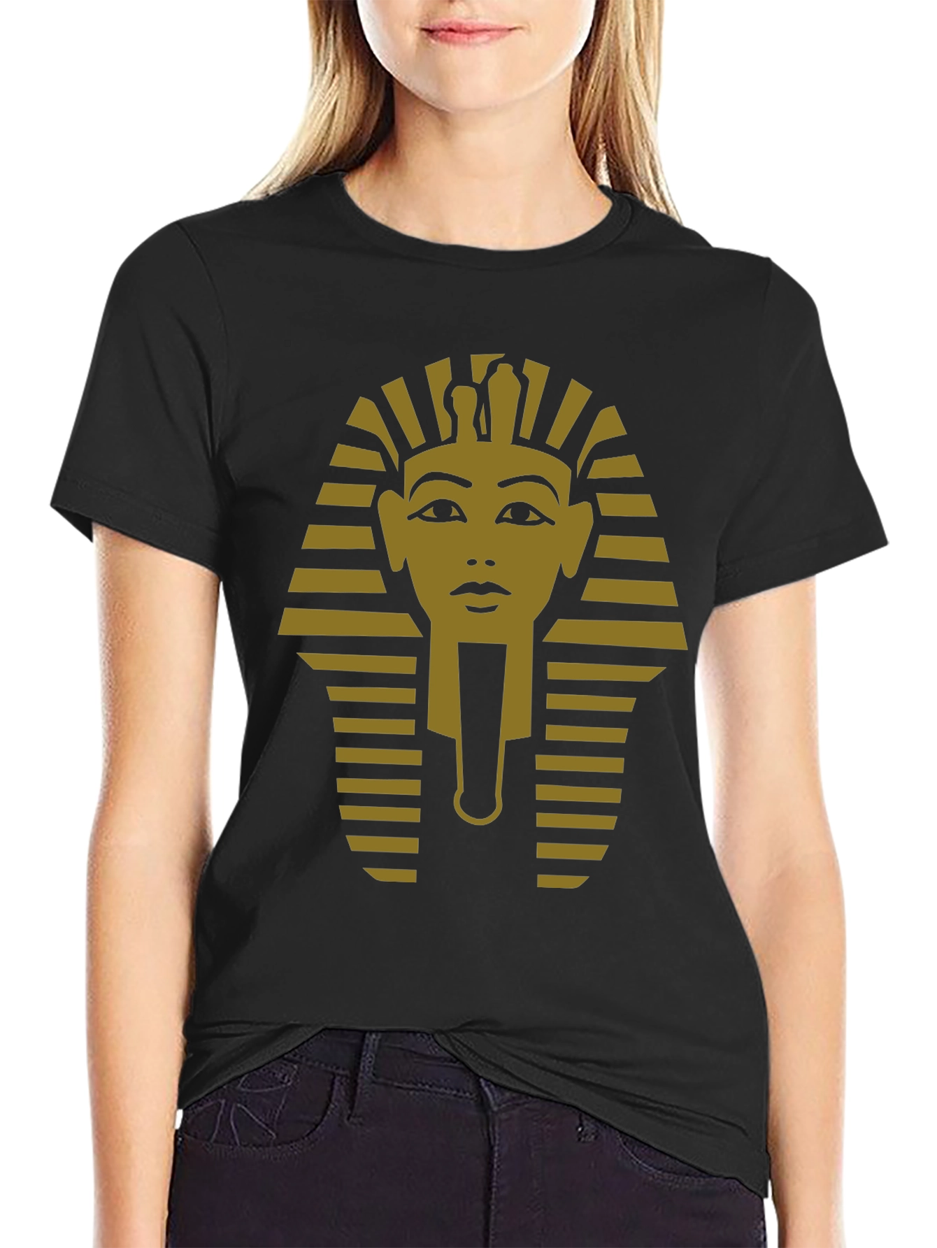 Egyptian Pharaoh Graphic Tee - Black Cotton T-Shirt