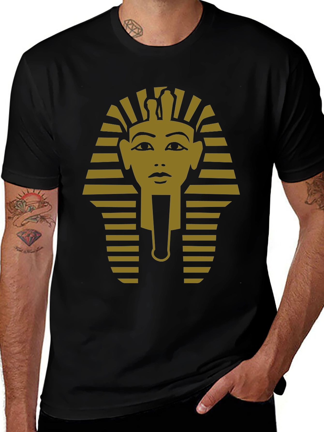 Egyptian Pharaoh Graphic Tee - Black Cotton T-Shirt