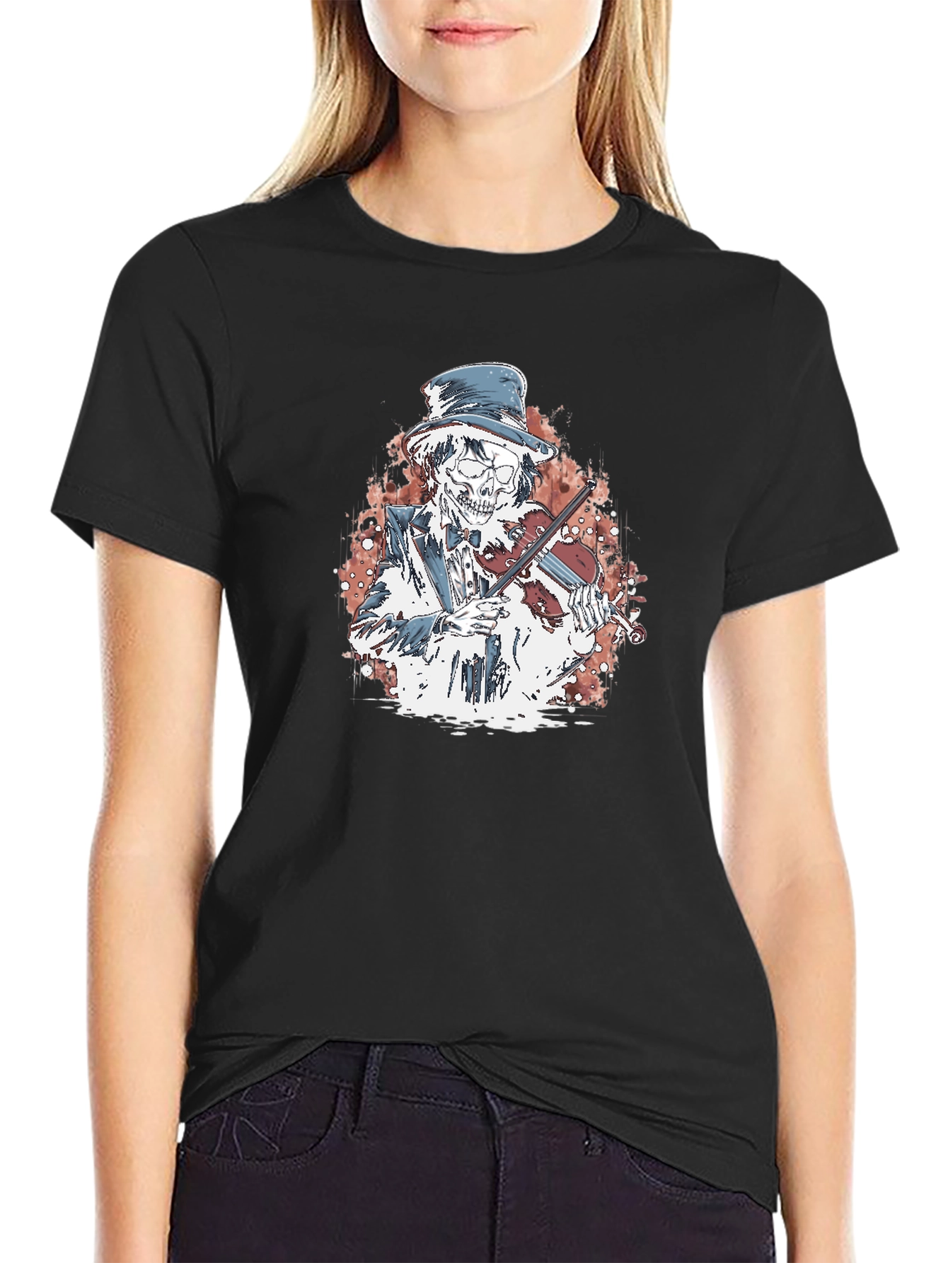 Skeleton Fiddler Graphic T-Shirt