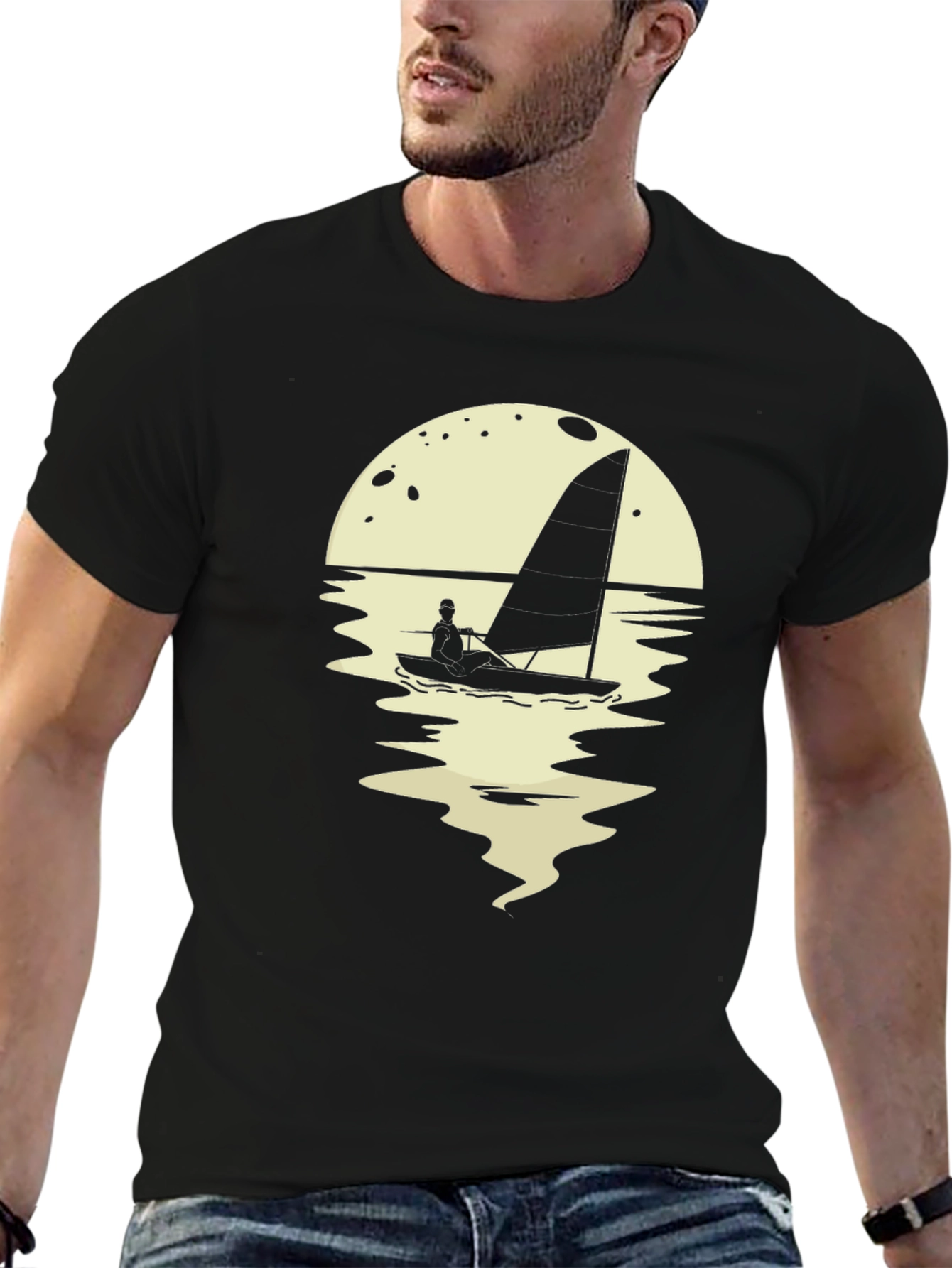 Sailboat Graphic Tee - Mens Black T-Shirt