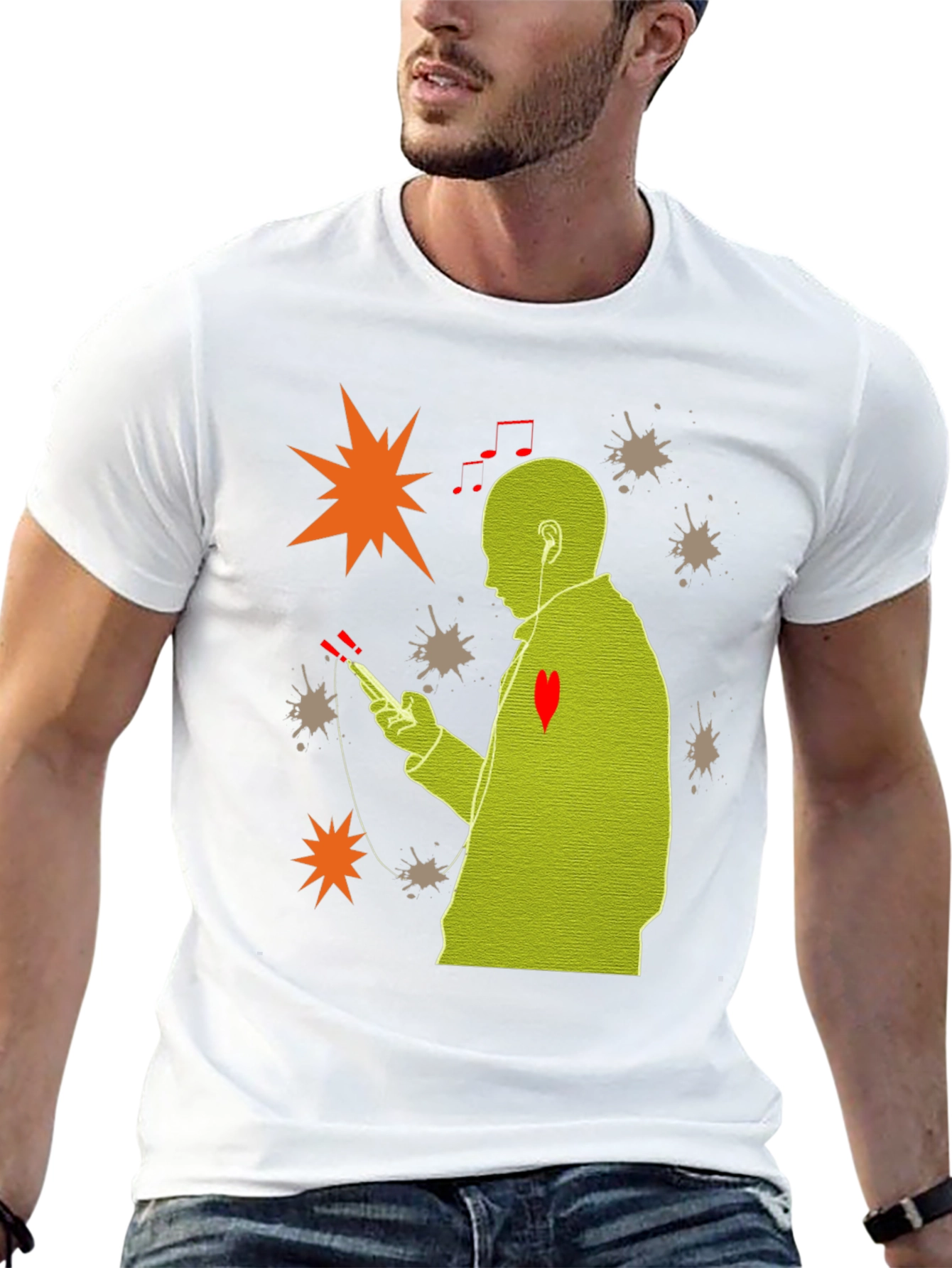 Stylish Black T-Shirt with Music Lover Design