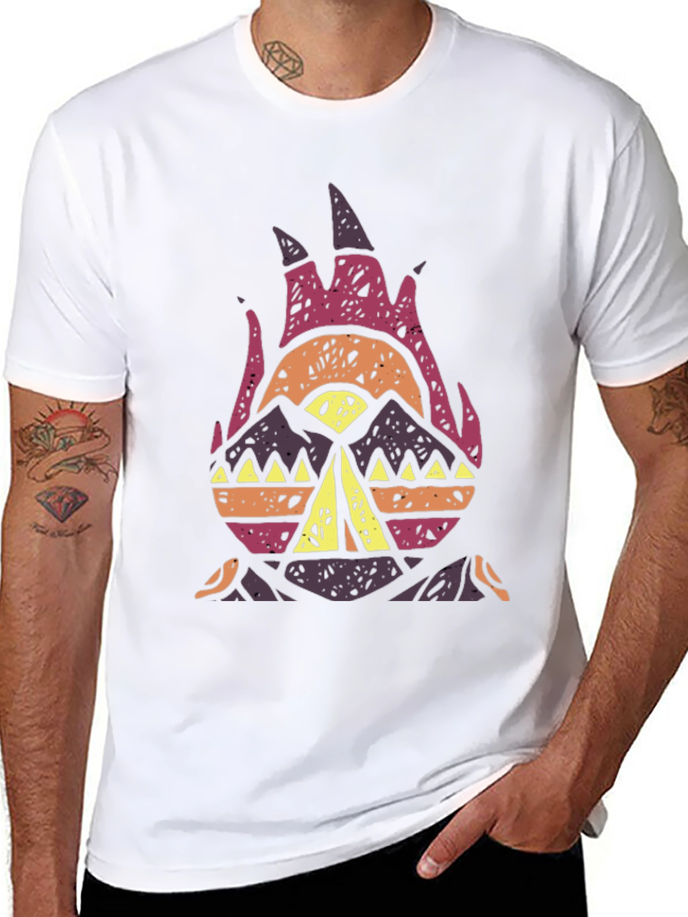 Tribal Campfire Graphic Tee - Black