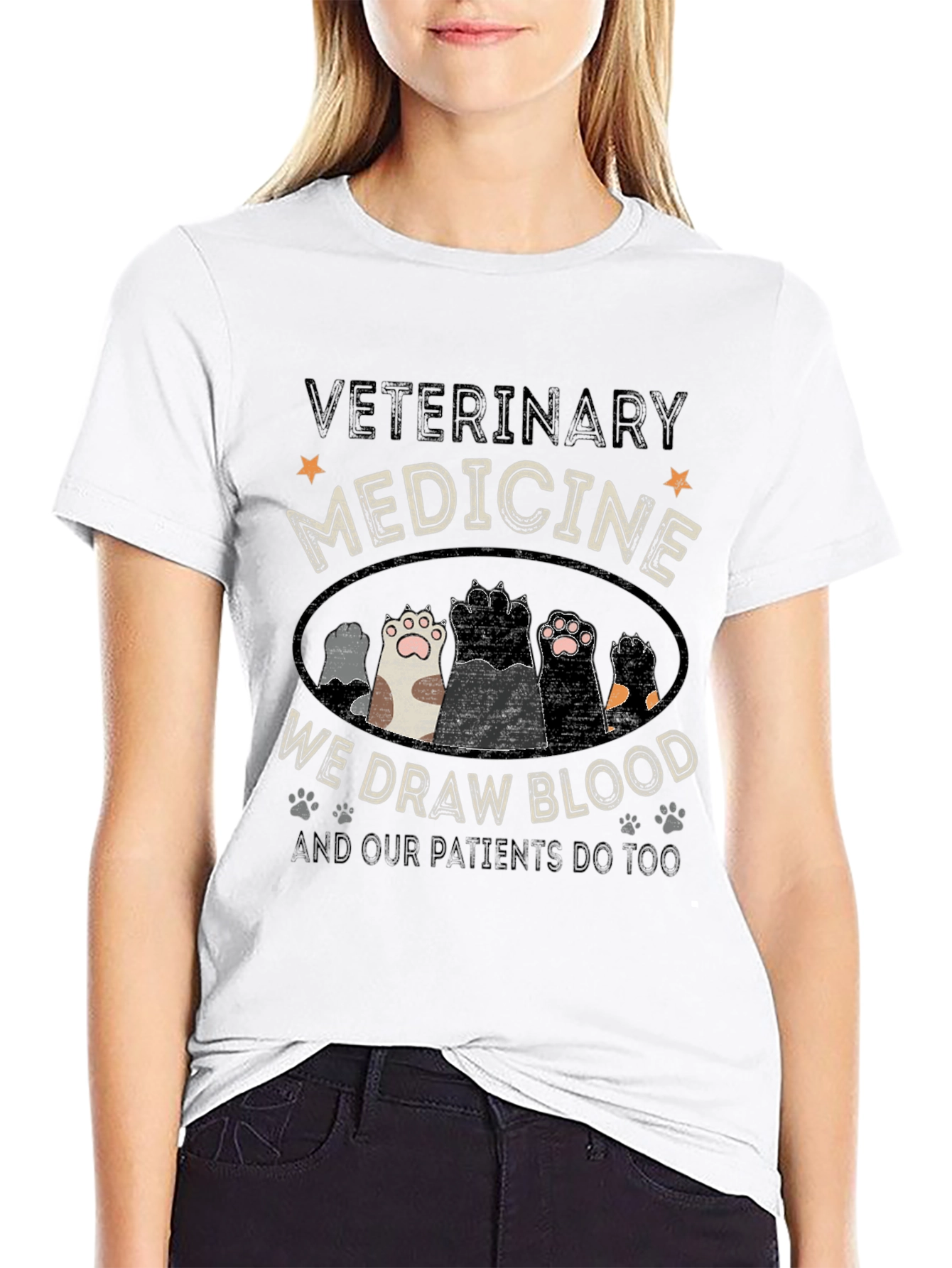 Veterinary Medicine Paw Print Graphic Tee