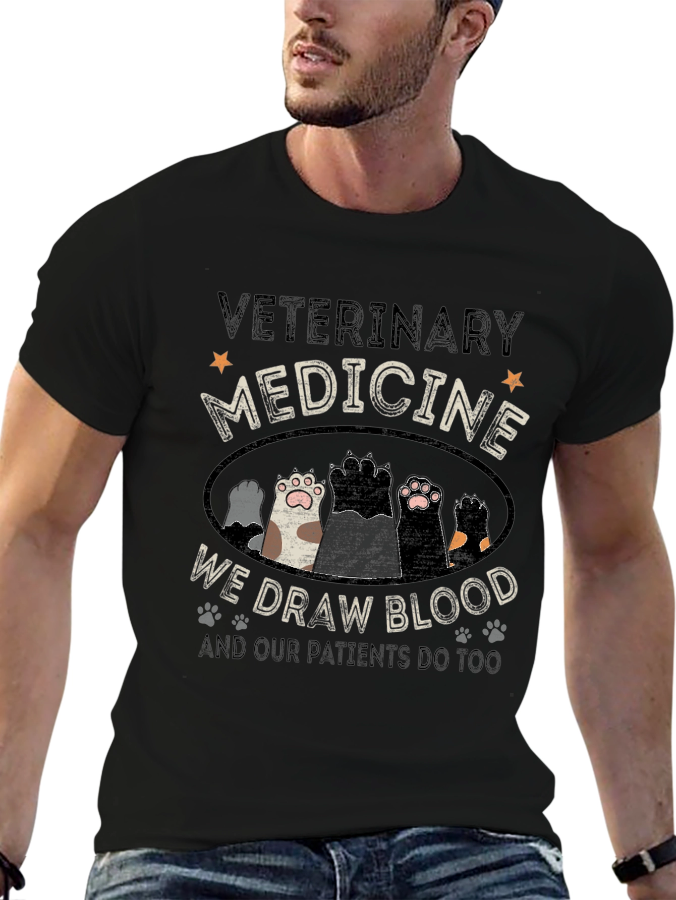 Veterinary Medicine Paw Print Graphic Tee