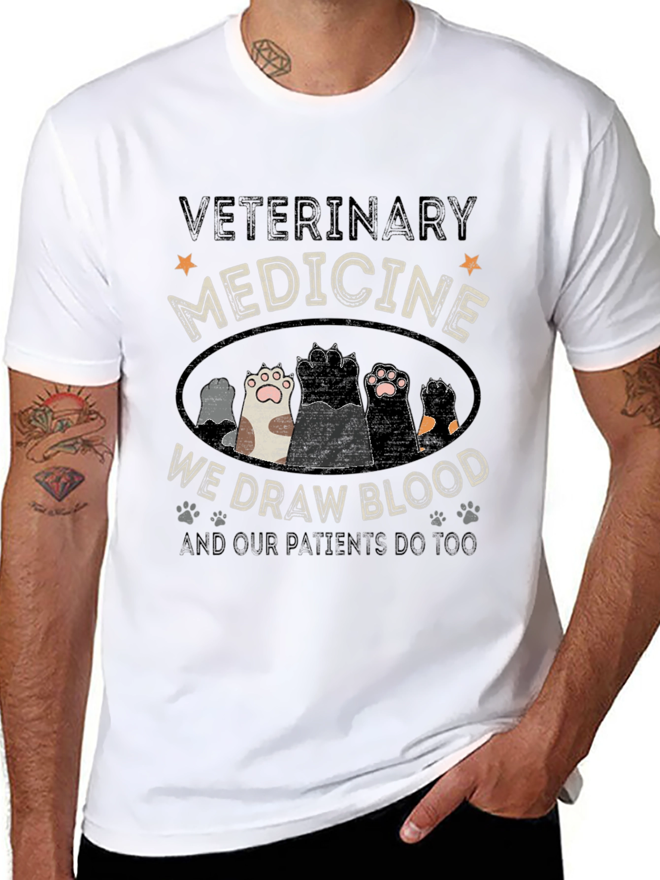 Veterinary Medicine Paw Print Graphic Tee