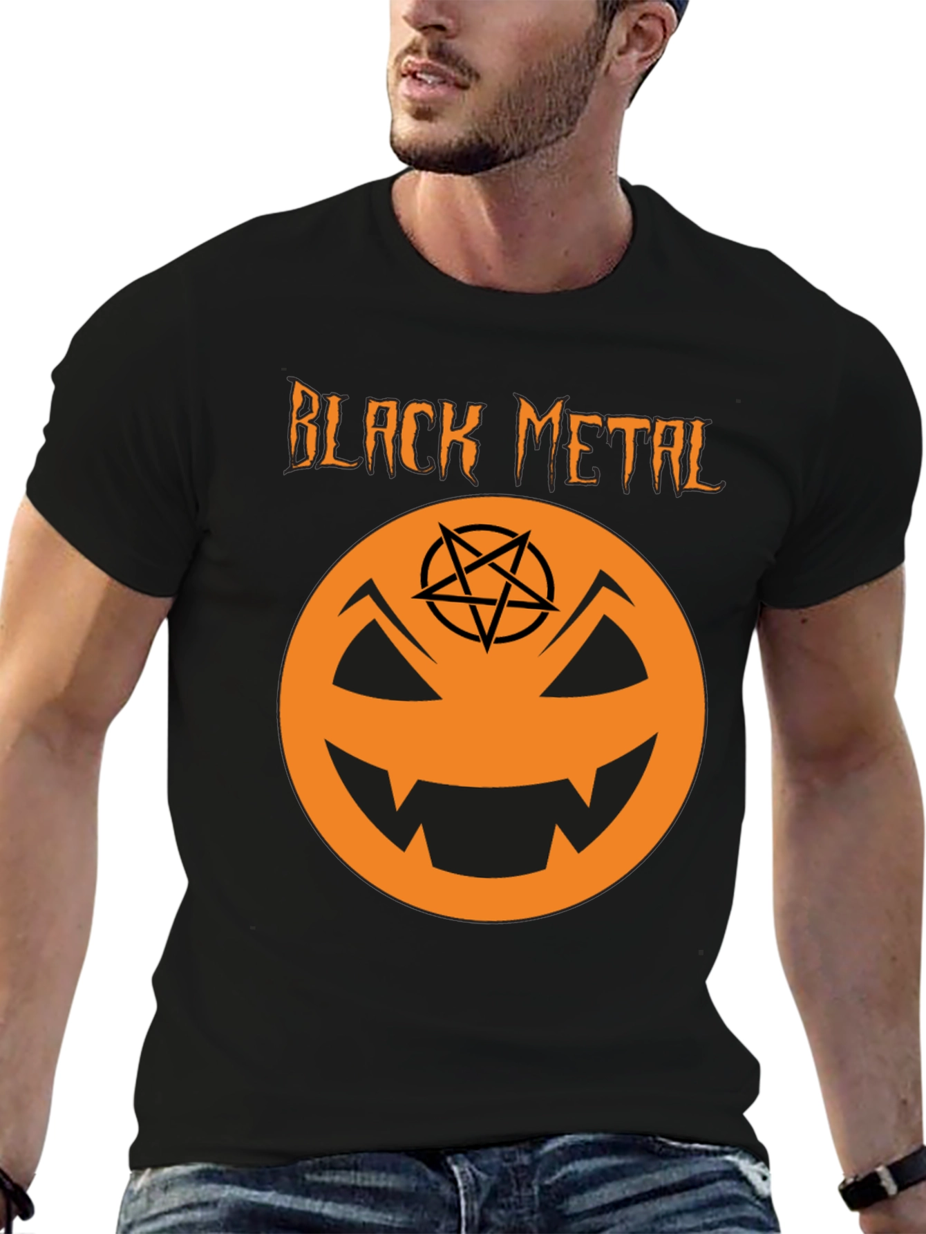 Black Metal Halloween Pumpkin T-Shirt