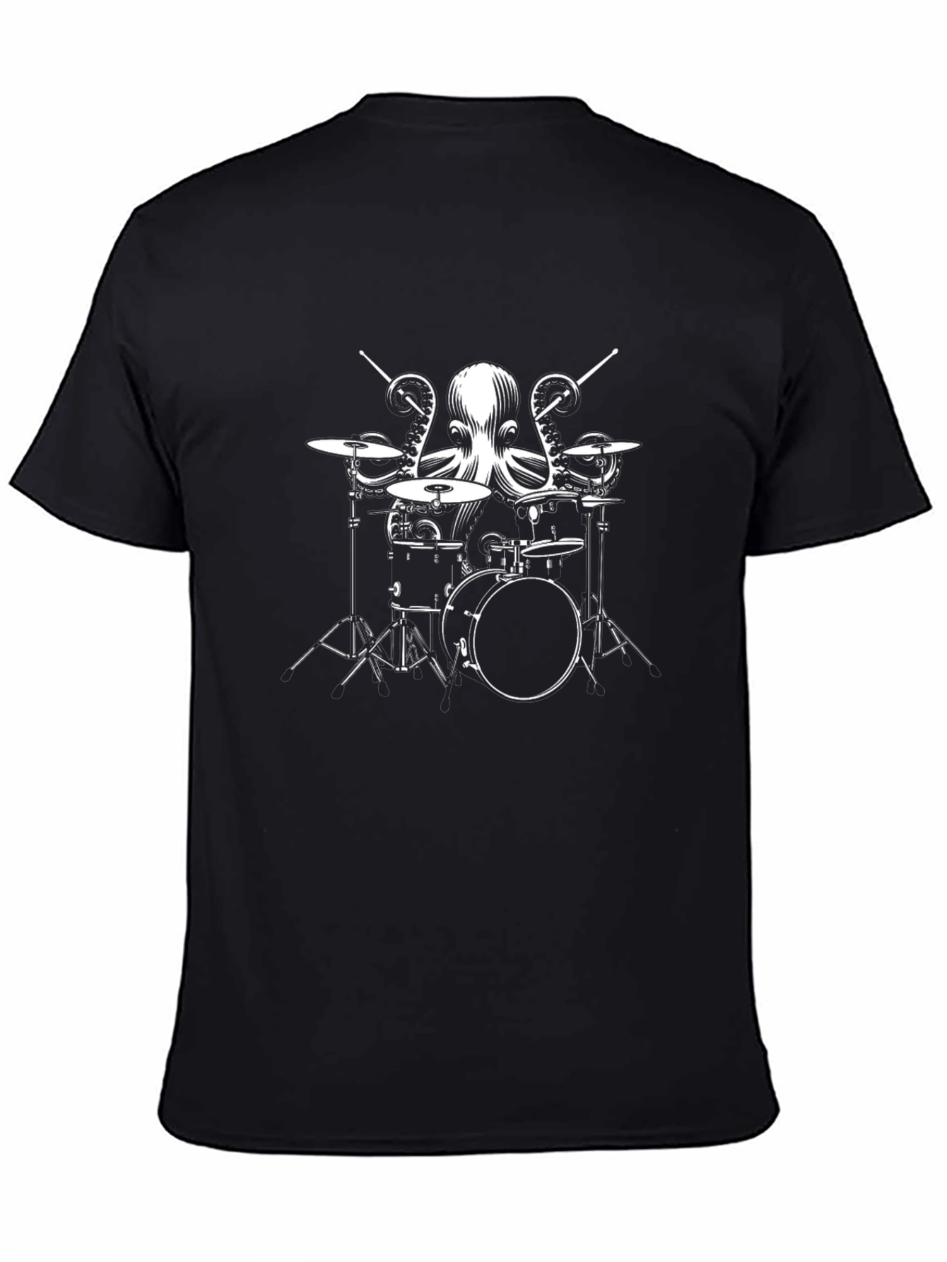 Drummer Octopus T-Shirt - Black Cotton Tee