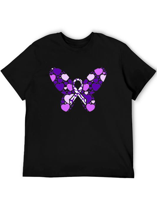 Purple Heart Butterfly Graphic Tee - Awareness & Support