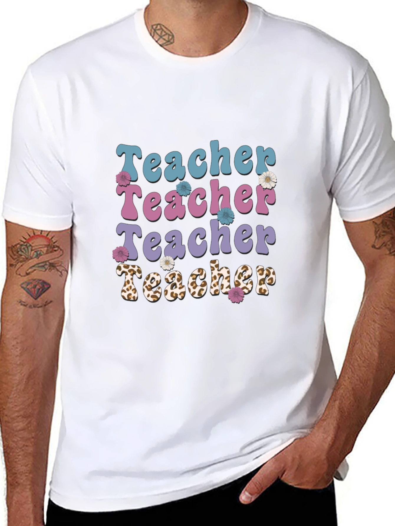 Teacher Floral Graphic Tee - Black Unisex T-Shirt