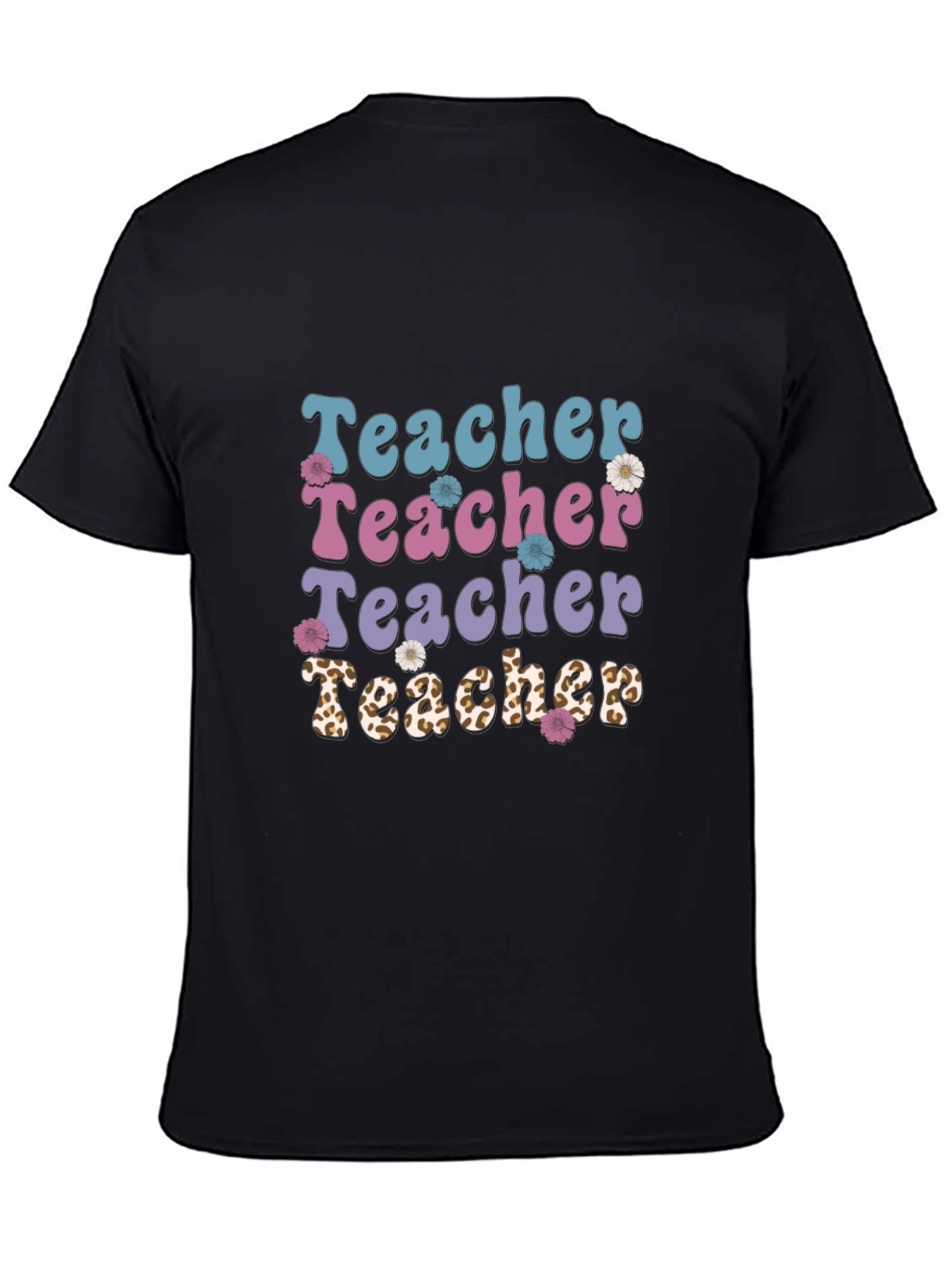 Teacher Floral Graphic Tee - Black Unisex T-Shirt