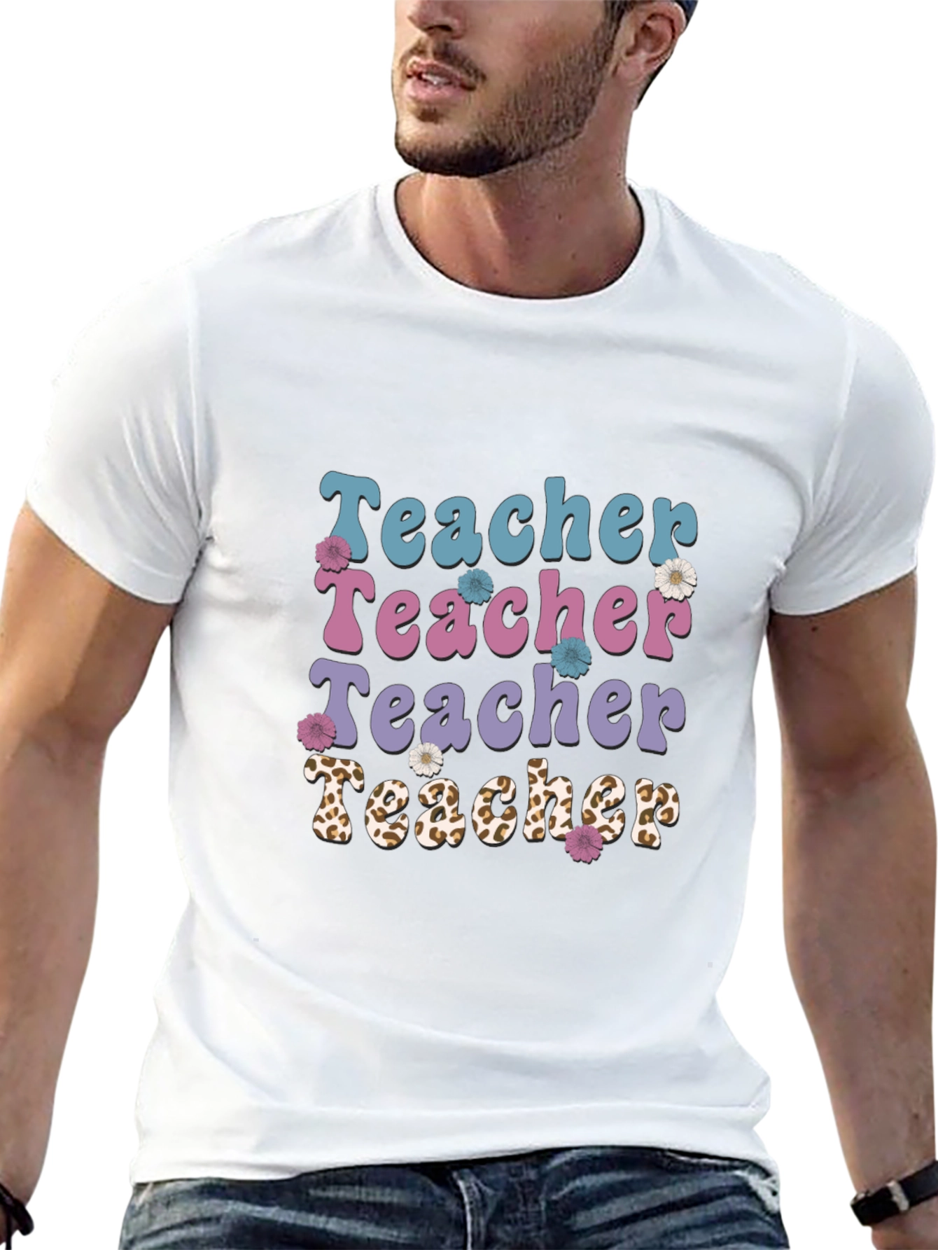 Teacher Floral Graphic Tee - Black Unisex T-Shirt