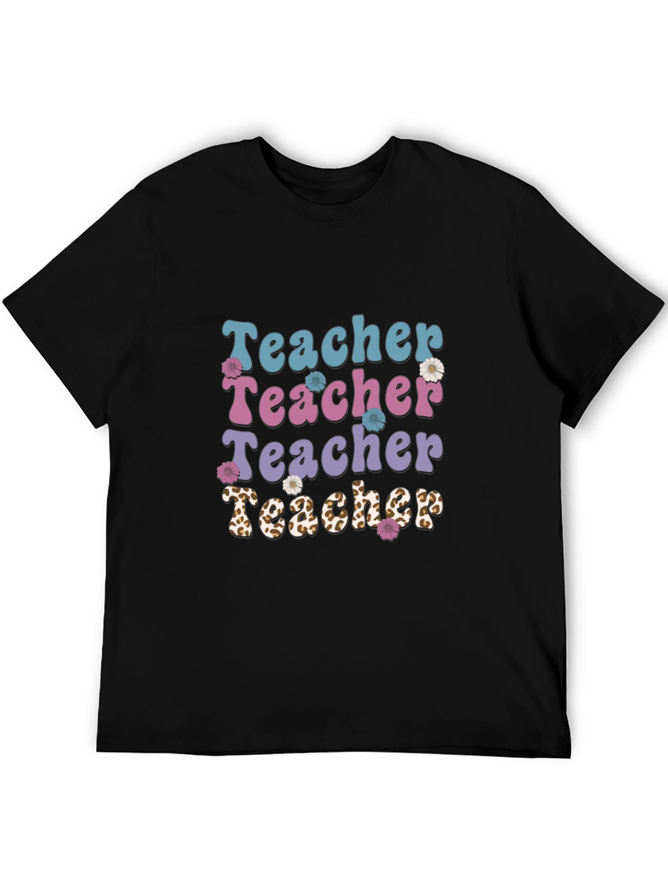 Teacher Floral Graphic Tee - Black Unisex T-Shirt