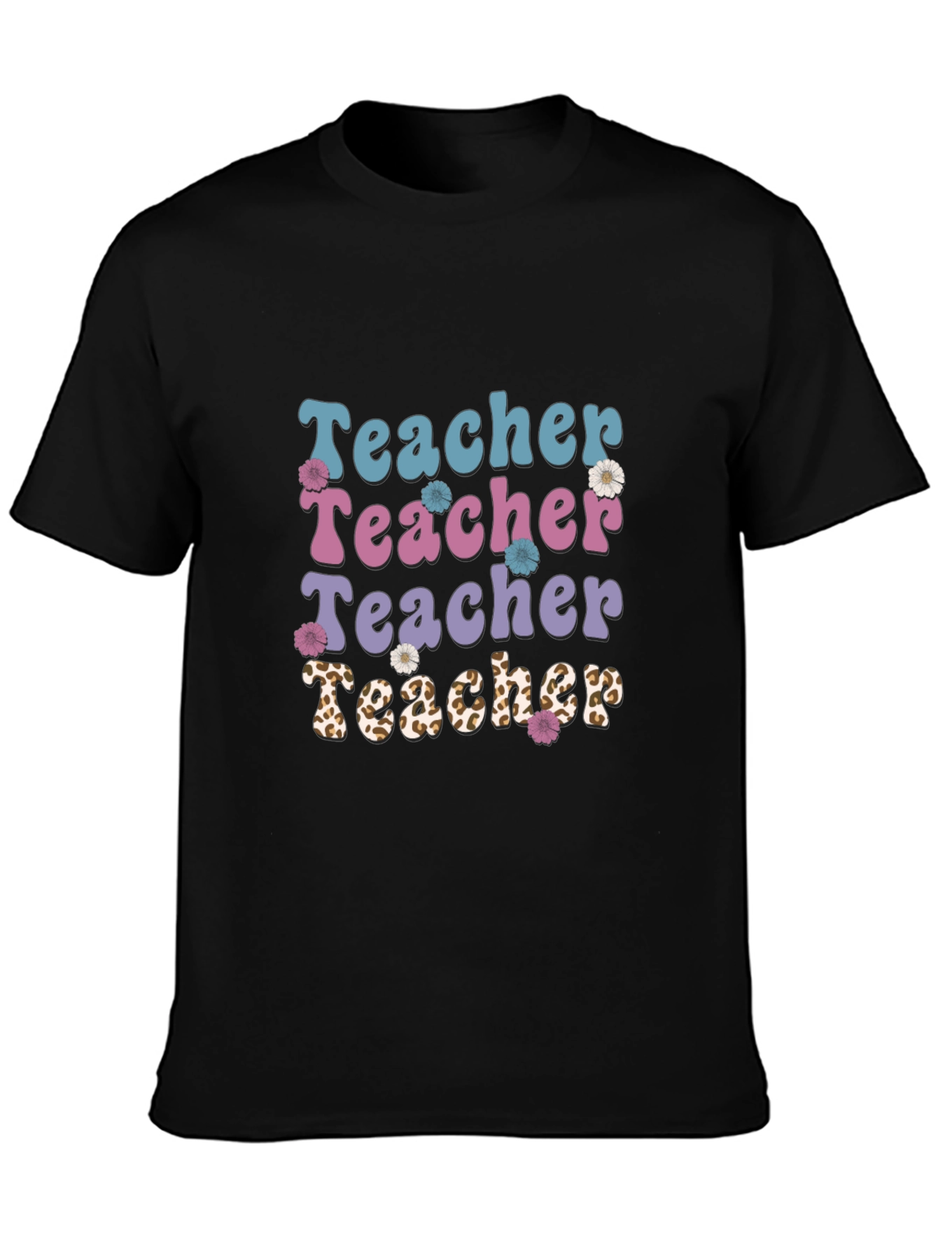Teacher Floral Graphic Tee - Black Unisex T-Shirt