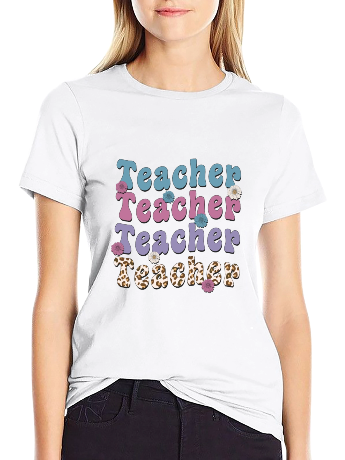 Teacher Floral Graphic Tee - Black Unisex T-Shirt