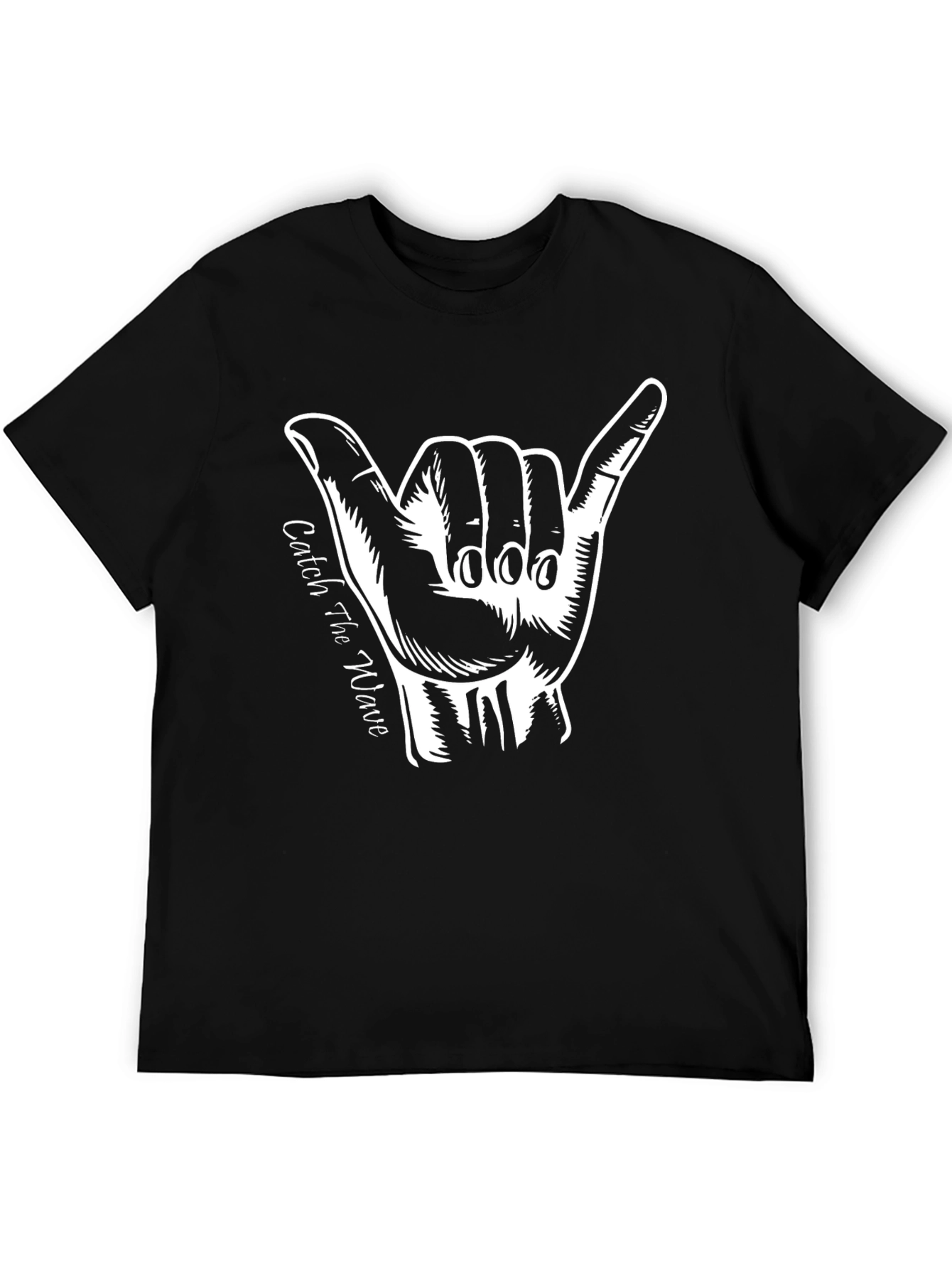 Catch the Wave Graphic Tee - Black Cotton T-Shirt