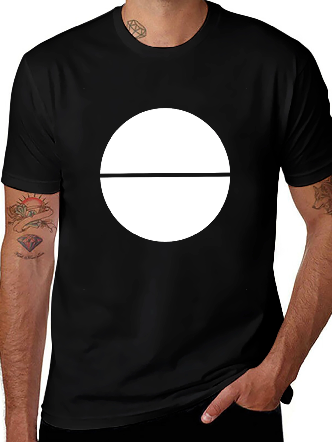 Minimalist Circle Graphic Black T-Shirt