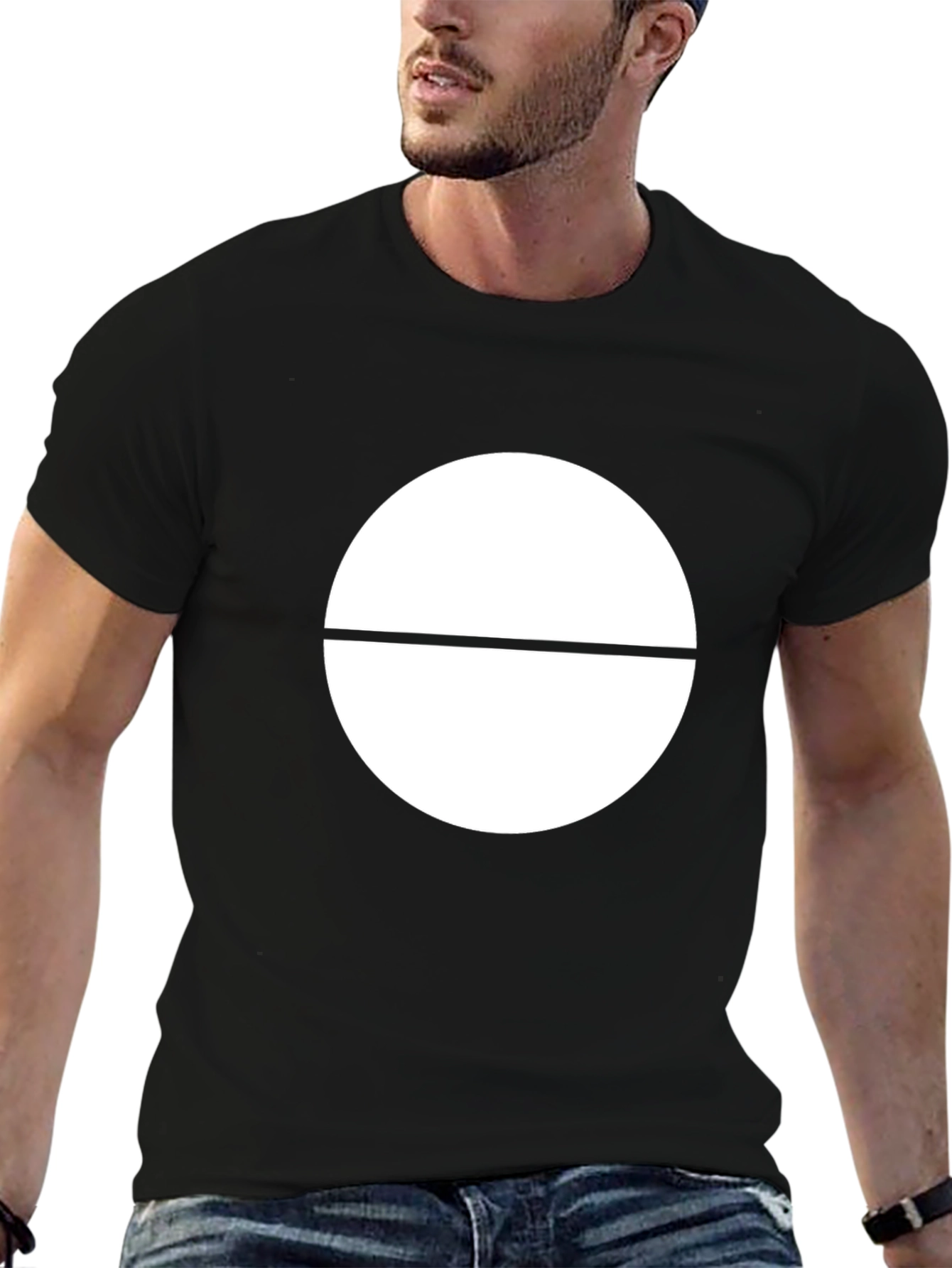 Minimalist Circle Graphic Black T-Shirt