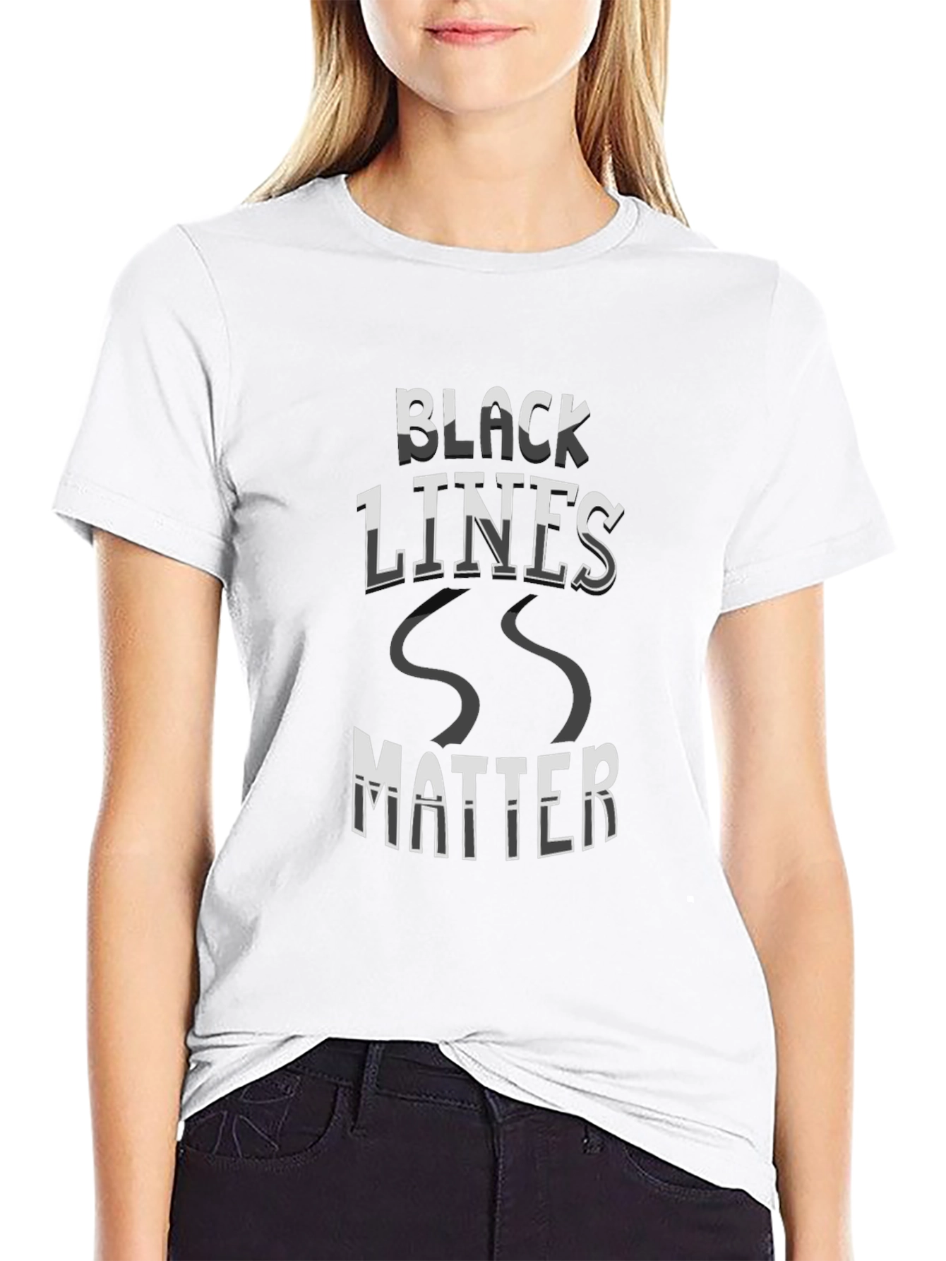Black Lines Matter Graphic Tee - Stylish Statement Shirt