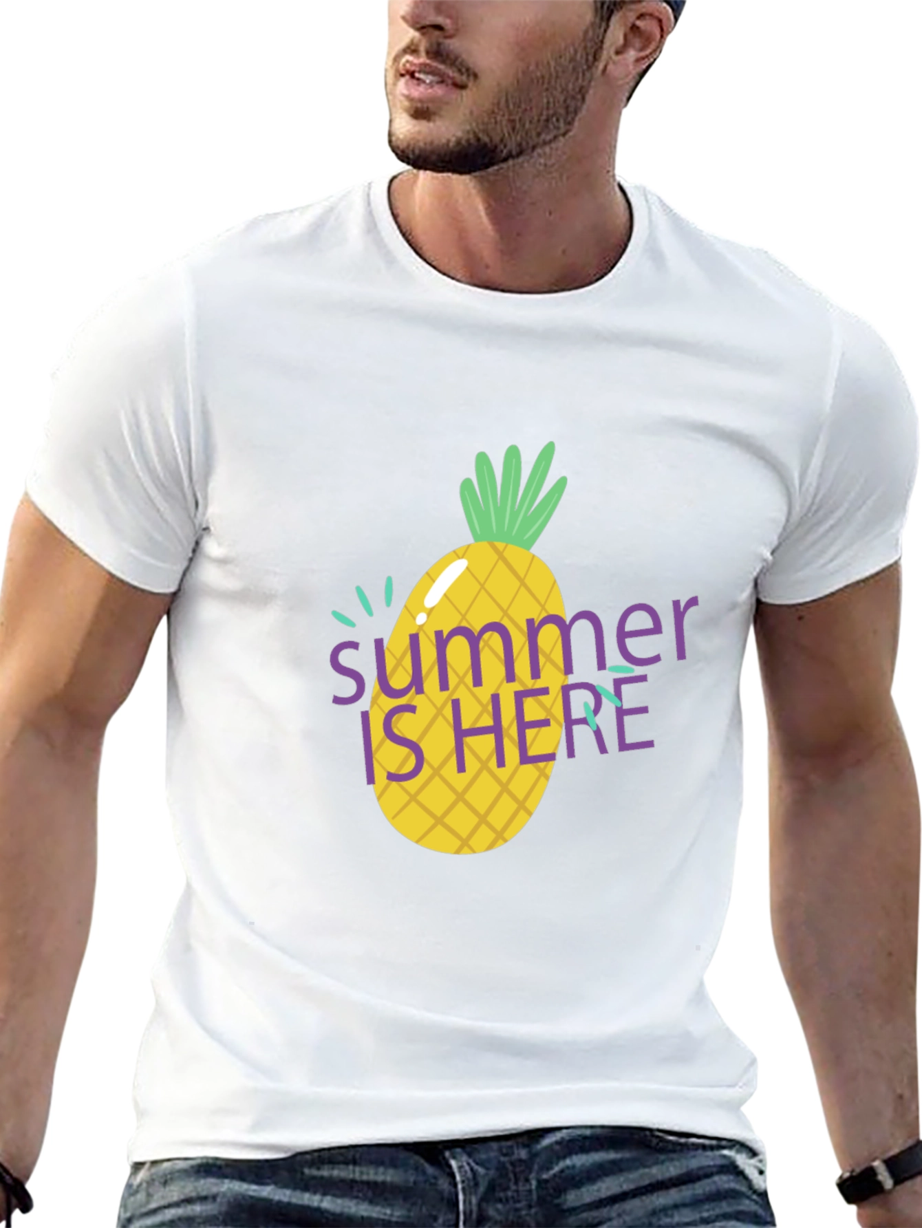 Summer is Here Pineapple Graphic T-Shirt