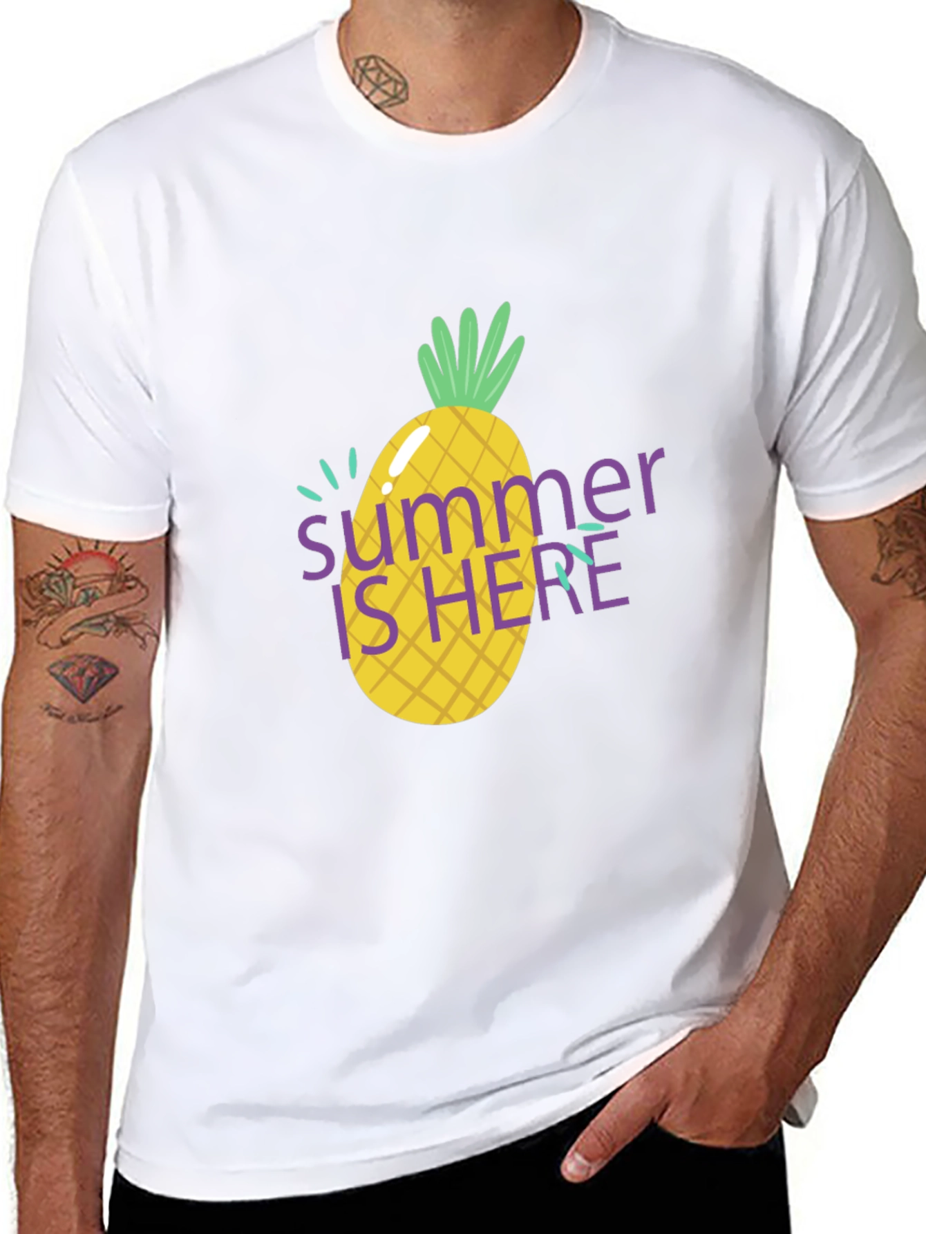 Summer is Here Pineapple Graphic T-Shirt