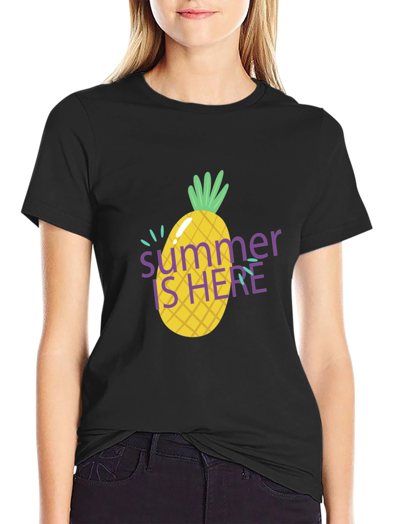 Summer is Here Pineapple Graphic T-Shirt