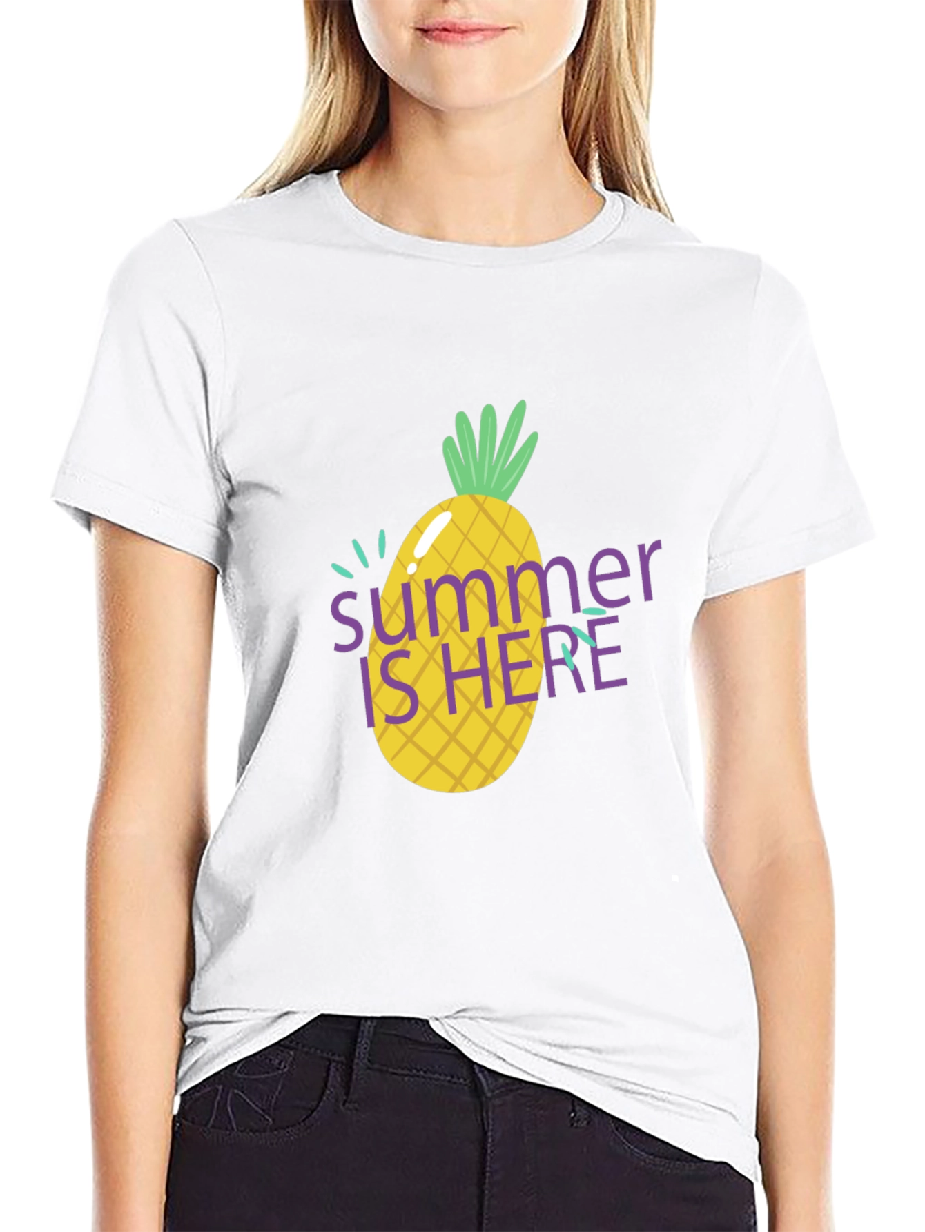 Summer is Here Pineapple Graphic T-Shirt