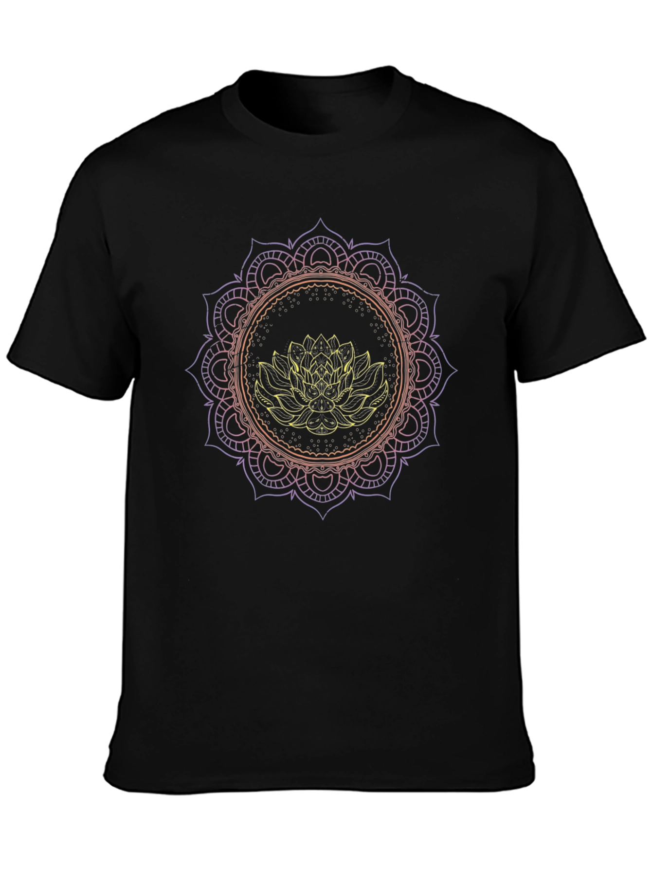 Lotus Mandala Graphic Black T-Shirt
